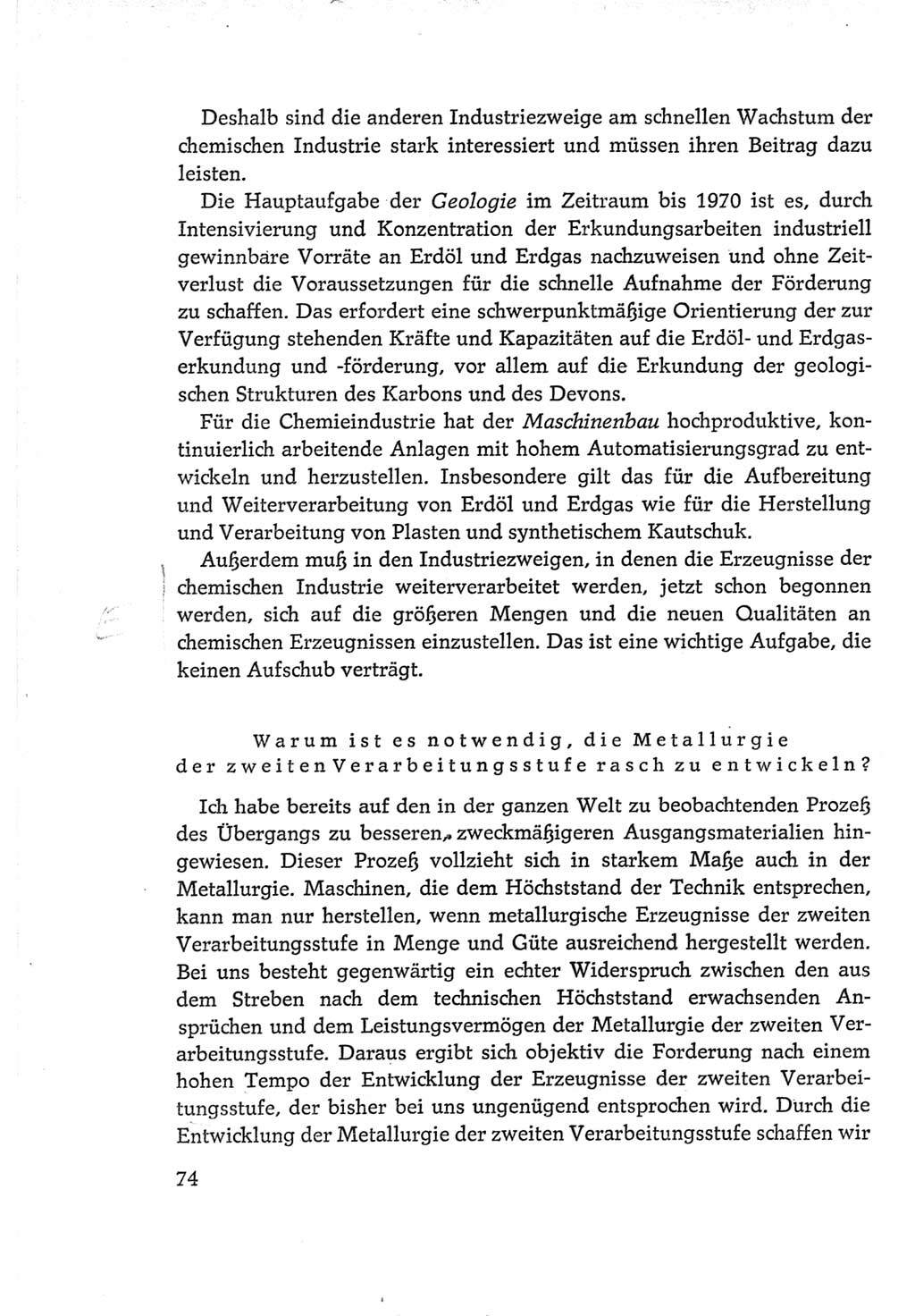 Protokoll der Verhandlungen des Ⅵ. Parteitages der Sozialistischen Einheitspartei Deutschlands (SED) [Deutsche Demokratische Republik (DDR)] 1963, Band Ⅰ, Seite 74 (Prot. Verh. Ⅵ. PT SED DDR 1963, Bd. Ⅰ, S. 74)