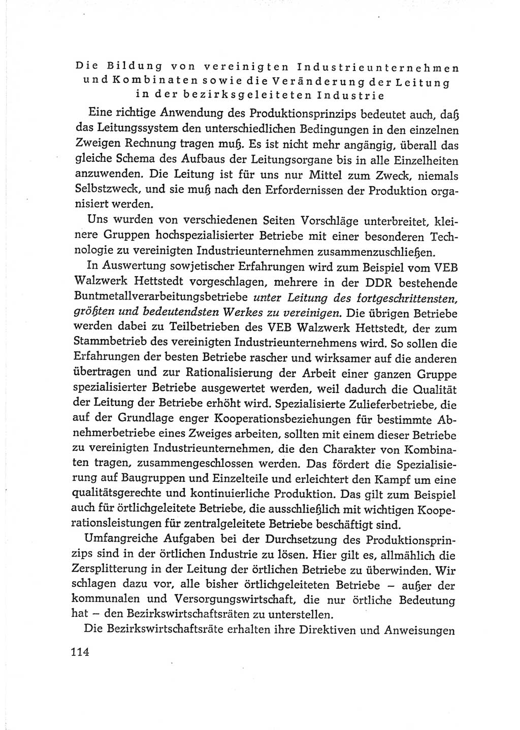Protokoll der Verhandlungen des Ⅵ. Parteitages der Sozialistischen Einheitspartei Deutschlands (SED) [Deutsche Demokratische Republik (DDR)] 1963, Band Ⅰ, Seite 114 (Prot. Verh. Ⅵ. PT SED DDR 1963, Bd. Ⅰ, S. 114)