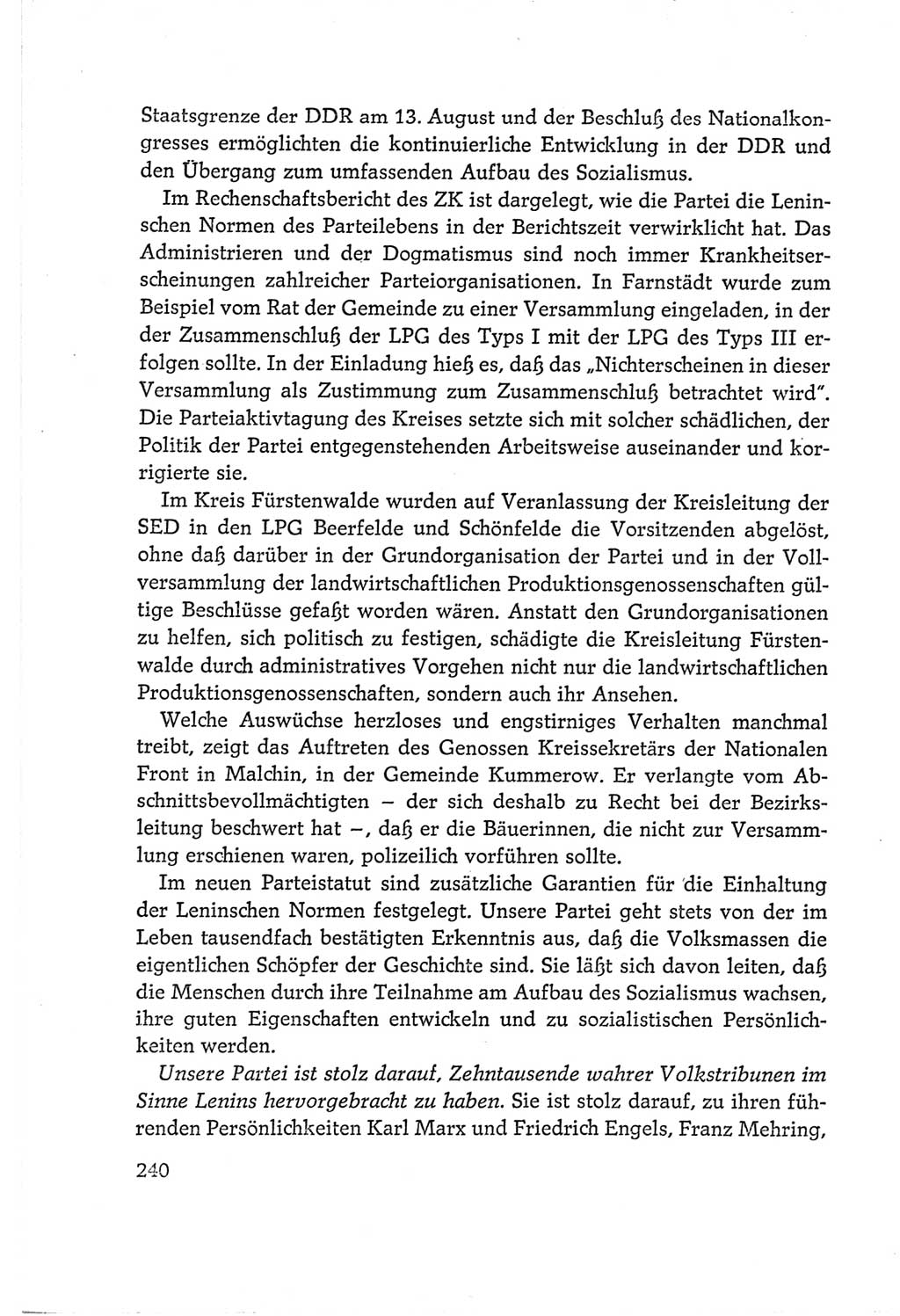Protokoll der Verhandlungen des Ⅵ. Parteitages der Sozialistischen Einheitspartei Deutschlands (SED) [Deutsche Demokratische Republik (DDR)] 1963, Band Ⅰ, Seite 240 (Prot. Verh. Ⅵ. PT SED DDR 1963, Bd. Ⅰ, S. 240)