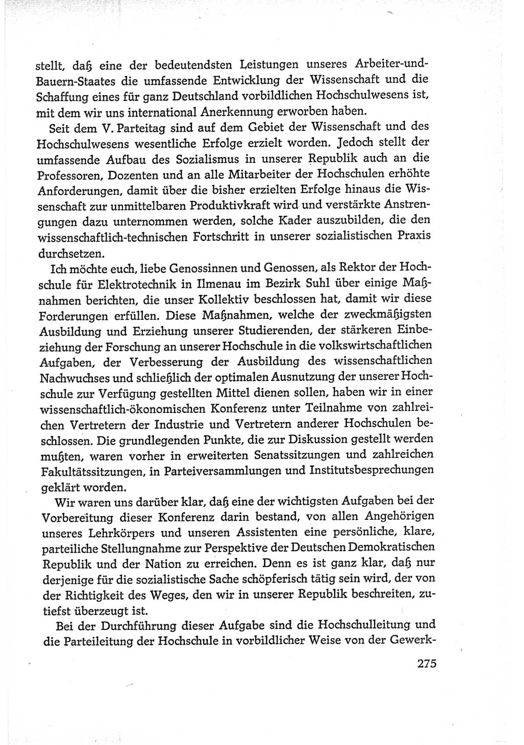 Protokoll der Verhandlungen des Ⅵ. Parteitages der Sozialistischen Einheitspartei Deutschlands (SED) [Deutsche Demokratische Republik (DDR)] 1963, Band Ⅰ, Seite 275 (Prot. Verh. Ⅵ. PT SED DDR 1963, Bd. Ⅰ, S. 275)