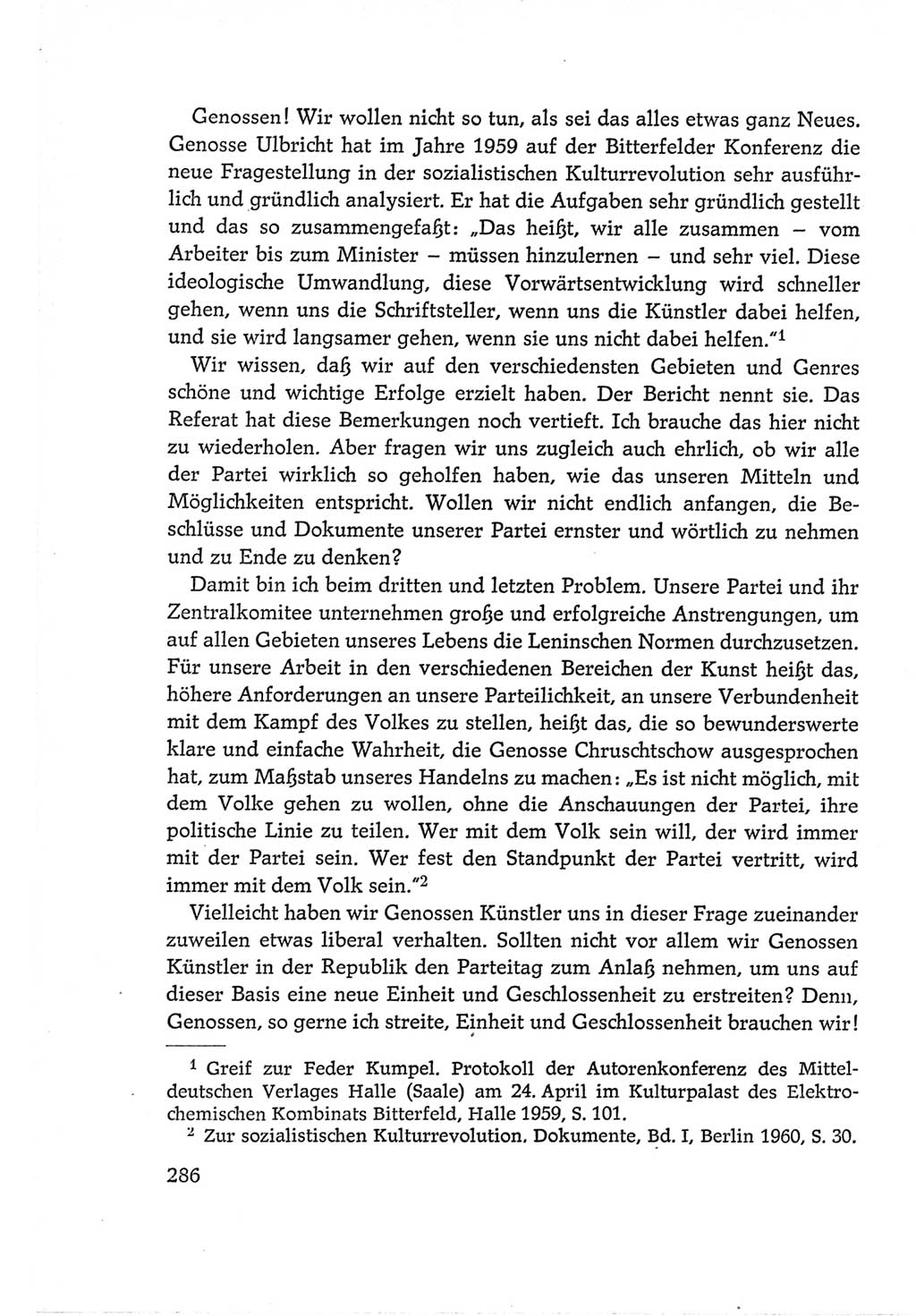 Protokoll der Verhandlungen des Ⅵ. Parteitages der Sozialistischen Einheitspartei Deutschlands (SED) [Deutsche Demokratische Republik (DDR)] 1963, Band Ⅰ, Seite 286 (Prot. Verh. Ⅵ. PT SED DDR 1963, Bd. Ⅰ, S. 286)