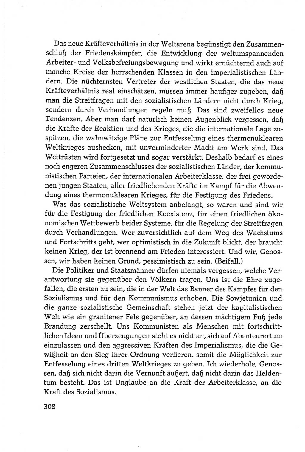 Protokoll der Verhandlungen des Ⅵ. Parteitages der Sozialistischen Einheitspartei Deutschlands (SED) [Deutsche Demokratische Republik (DDR)] 1963, Band Ⅰ, Seite 308 (Prot. Verh. Ⅵ. PT SED DDR 1963, Bd. Ⅰ, S. 308)