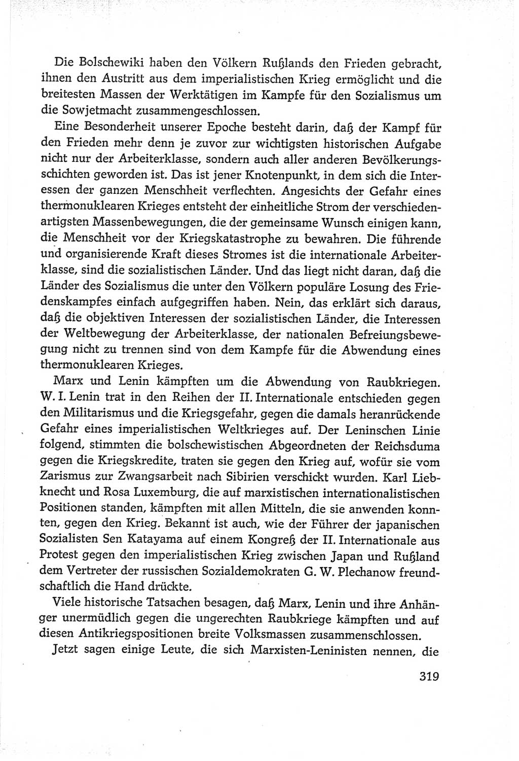 Protokoll der Verhandlungen des Ⅵ. Parteitages der Sozialistischen Einheitspartei Deutschlands (SED) [Deutsche Demokratische Republik (DDR)] 1963, Band Ⅰ, Seite 319 (Prot. Verh. Ⅵ. PT SED DDR 1963, Bd. Ⅰ, S. 319)