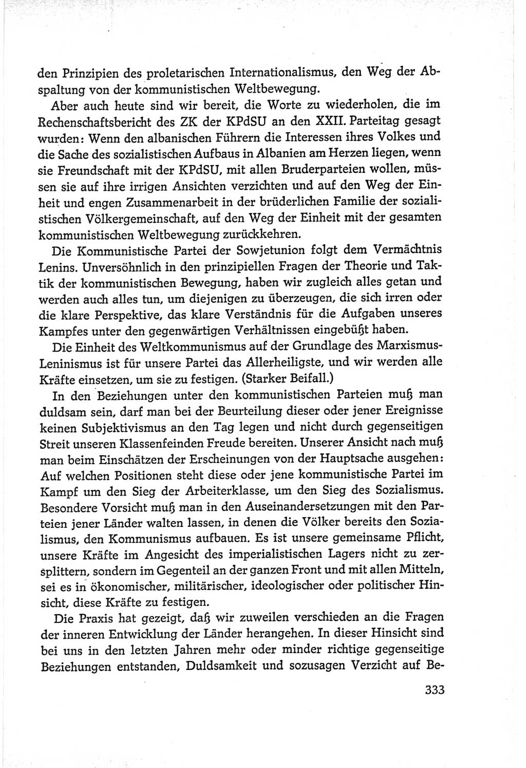 Protokoll der Verhandlungen des Ⅵ. Parteitages der Sozialistischen Einheitspartei Deutschlands (SED) [Deutsche Demokratische Republik (DDR)] 1963, Band Ⅰ, Seite 333 (Prot. Verh. Ⅵ. PT SED DDR 1963, Bd. Ⅰ, S. 333)