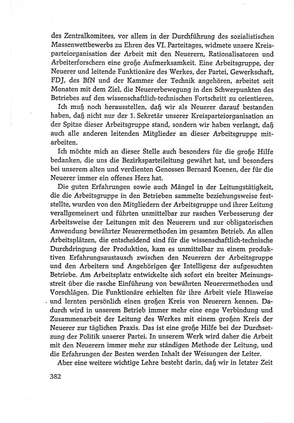 Protokoll der Verhandlungen des Ⅵ. Parteitages der Sozialistischen Einheitspartei Deutschlands (SED) [Deutsche Demokratische Republik (DDR)] 1963, Band Ⅰ, Seite 382 (Prot. Verh. Ⅵ. PT SED DDR 1963, Bd. Ⅰ, S. 382)