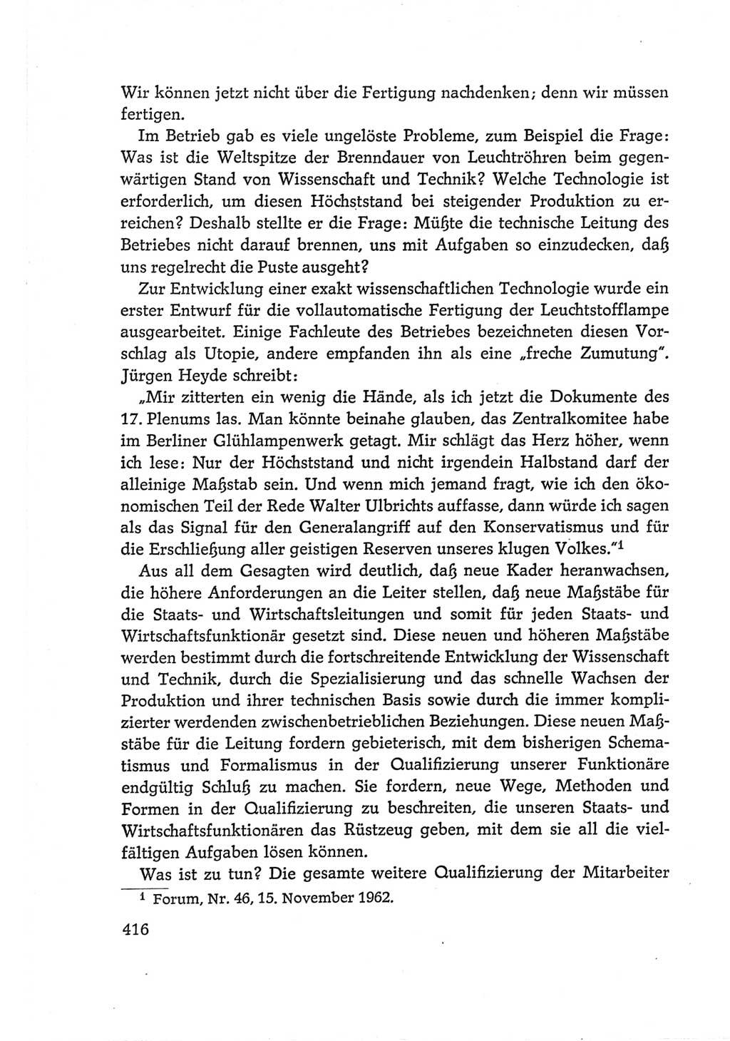 Protokoll der Verhandlungen des Ⅵ. Parteitages der Sozialistischen Einheitspartei Deutschlands (SED) [Deutsche Demokratische Republik (DDR)] 1963, Band Ⅰ, Seite 416 (Prot. Verh. Ⅵ. PT SED DDR 1963, Bd. Ⅰ, S. 416)