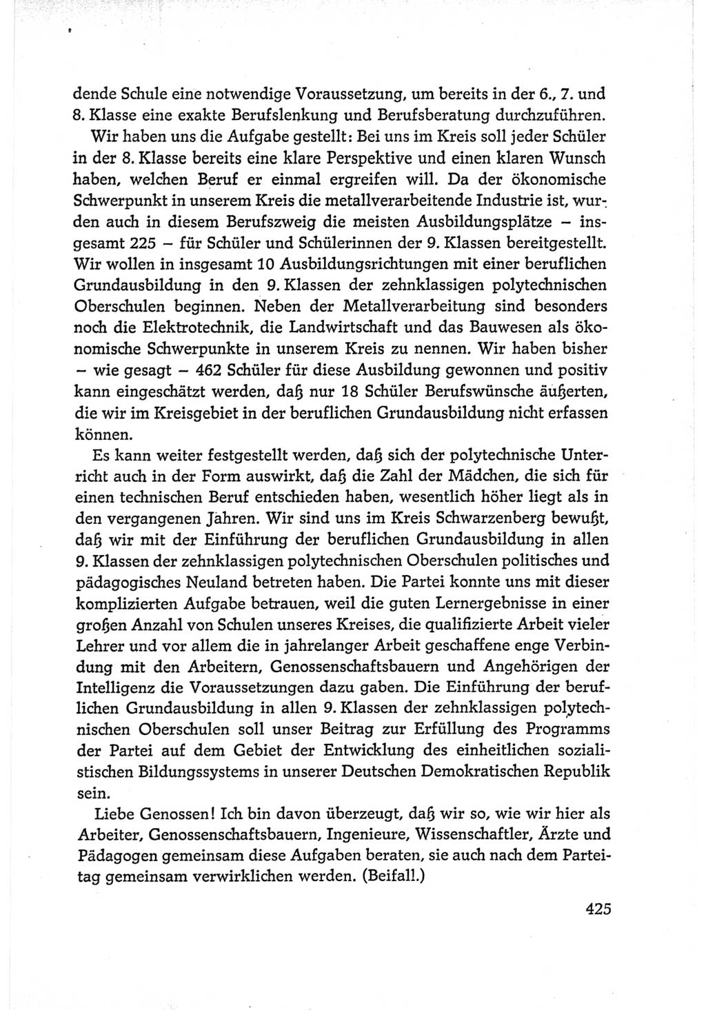Protokoll der Verhandlungen des Ⅵ. Parteitages der Sozialistischen Einheitspartei Deutschlands (SED) [Deutsche Demokratische Republik (DDR)] 1963, Band Ⅰ, Seite 425 (Prot. Verh. Ⅵ. PT SED DDR 1963, Bd. Ⅰ, S. 425)