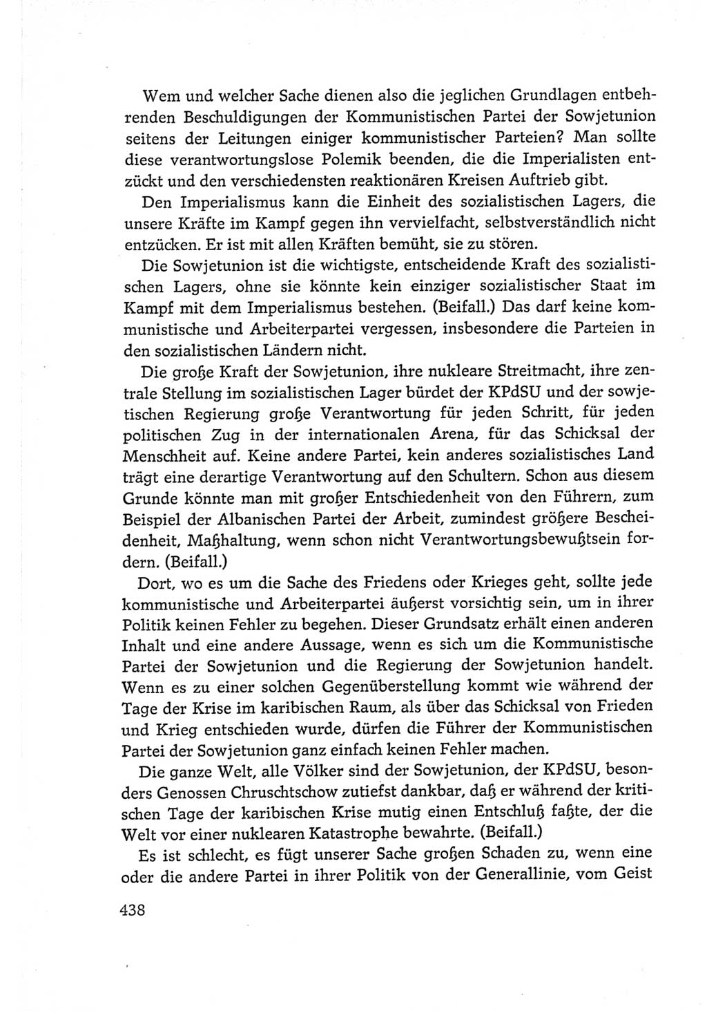 Protokoll der Verhandlungen des Ⅵ. Parteitages der Sozialistischen Einheitspartei Deutschlands (SED) [Deutsche Demokratische Republik (DDR)] 1963, Band Ⅰ, Seite 438 (Prot. Verh. Ⅵ. PT SED DDR 1963, Bd. Ⅰ, S. 438)