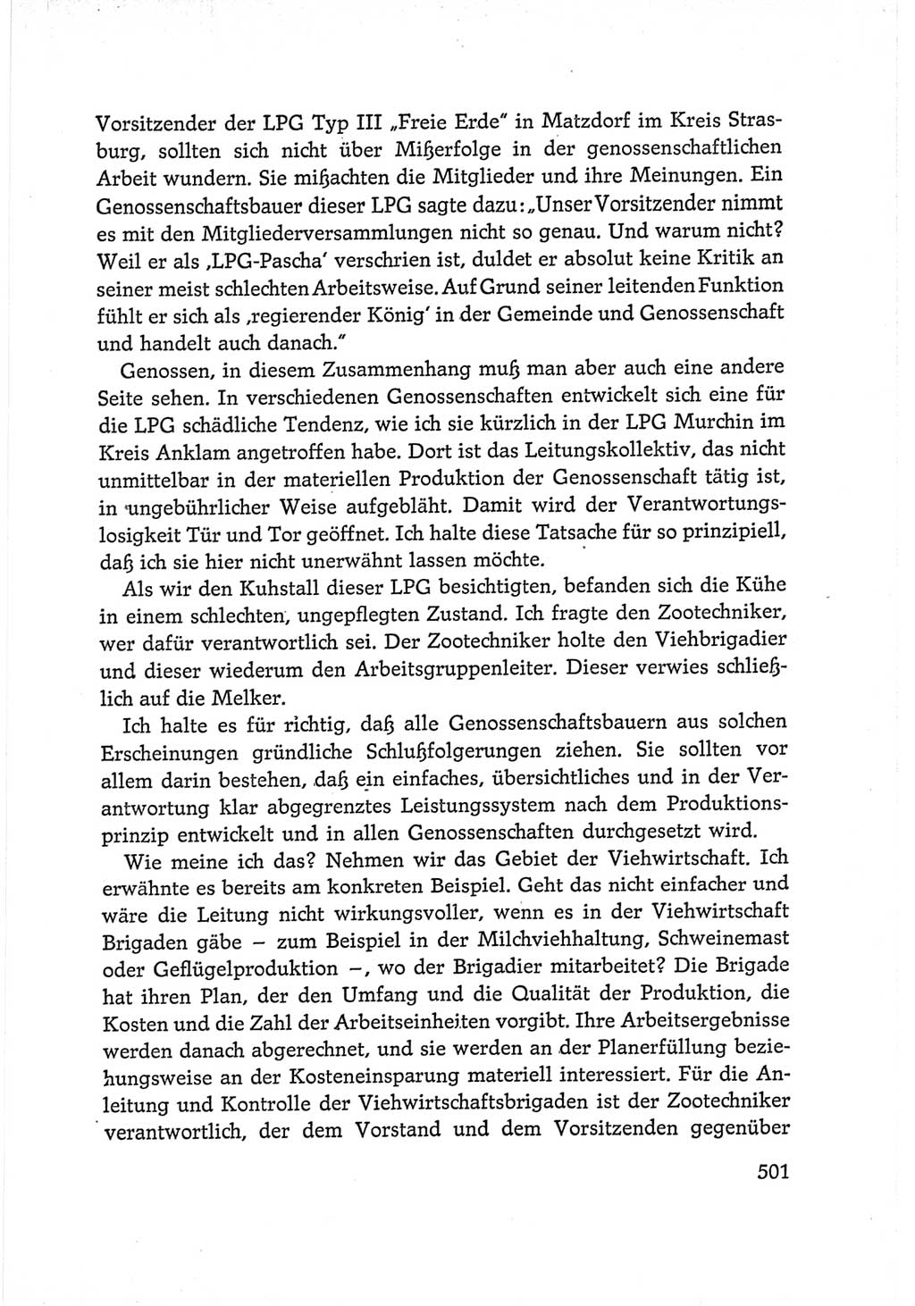 Protokoll der Verhandlungen des Ⅵ. Parteitages der Sozialistischen Einheitspartei Deutschlands (SED) [Deutsche Demokratische Republik (DDR)] 1963, Band Ⅰ, Seite 501 (Prot. Verh. Ⅵ. PT SED DDR 1963, Bd. Ⅰ, S. 501)