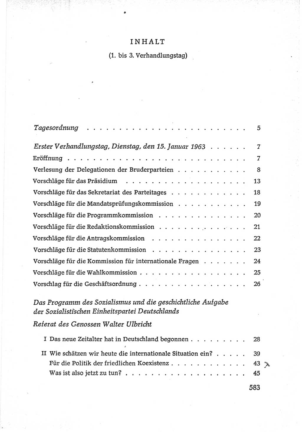 Protokoll der Verhandlungen des Ⅵ. Parteitages der Sozialistischen Einheitspartei Deutschlands (SED) [Deutsche Demokratische Republik (DDR)] 1963, Band Ⅰ, Seite 583 (Prot. Verh. Ⅵ. PT SED DDR 1963, Bd. Ⅰ, S. 583)
