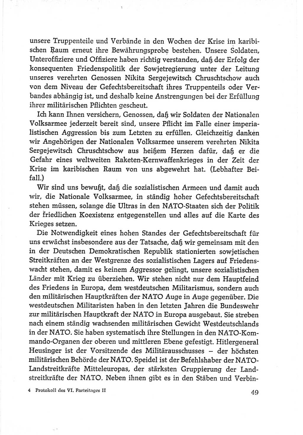 Protokoll der Verhandlungen des Ⅵ. Parteitages der Sozialistischen Einheitspartei Deutschlands (SED) [Deutsche Demokratische Republik (DDR)] 1963, Band Ⅱ, Seite 49 (Prot. Verh. Ⅵ. PT SED DDR 1963, Bd. Ⅱ, S. 49)