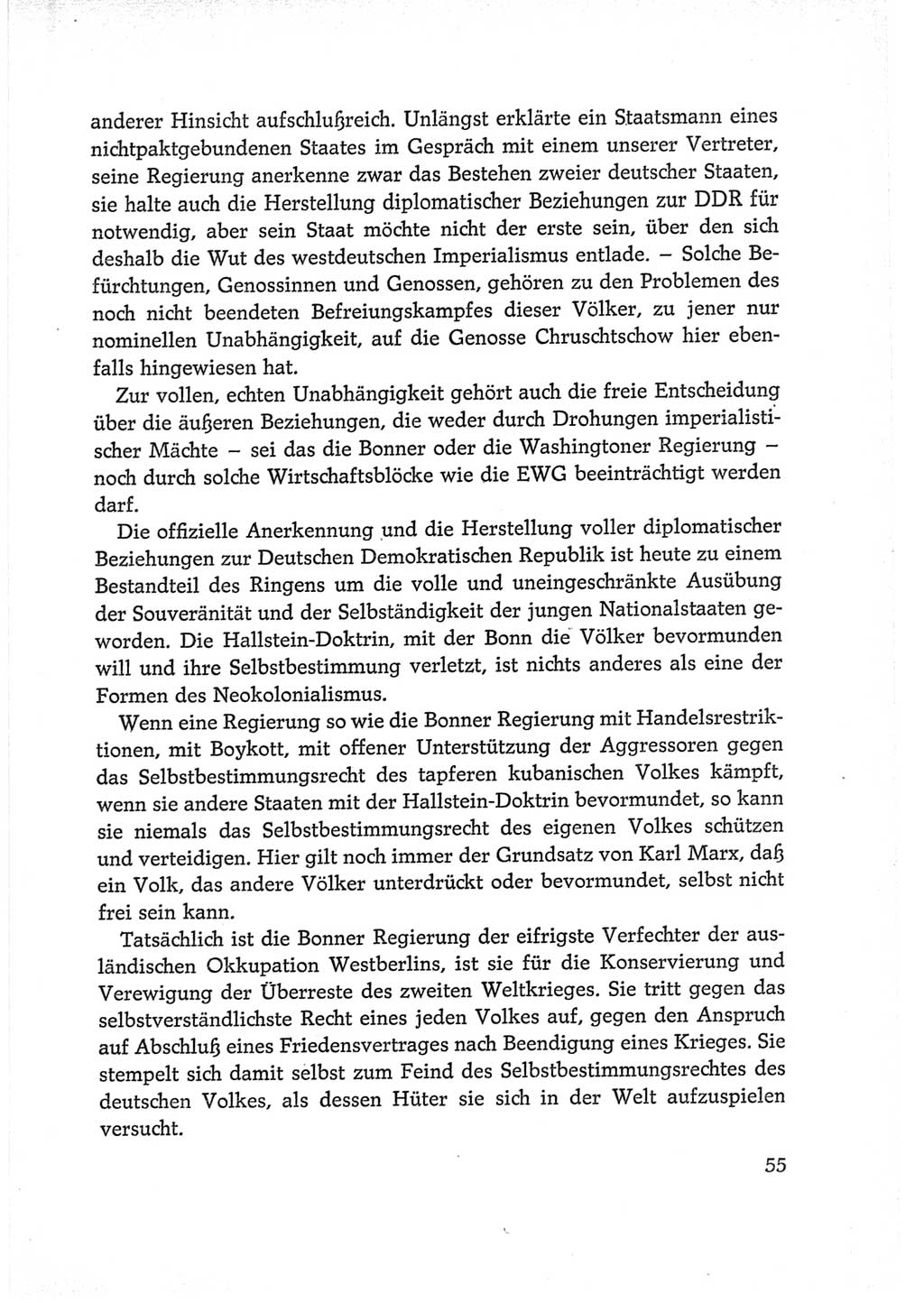 Protokoll der Verhandlungen des Ⅵ. Parteitages der Sozialistischen Einheitspartei Deutschlands (SED) [Deutsche Demokratische Republik (DDR)] 1963, Band Ⅱ, Seite 55 (Prot. Verh. Ⅵ. PT SED DDR 1963, Bd. Ⅱ, S. 55)