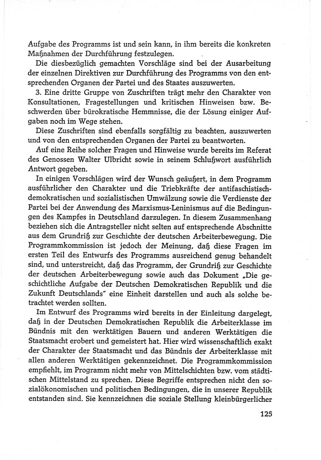 Protokoll der Verhandlungen des Ⅵ. Parteitages der Sozialistischen Einheitspartei Deutschlands (SED) [Deutsche Demokratische Republik (DDR)] 1963, Band Ⅱ, Seite 125 (Prot. Verh. Ⅵ. PT SED DDR 1963, Bd. Ⅱ, S. 125)