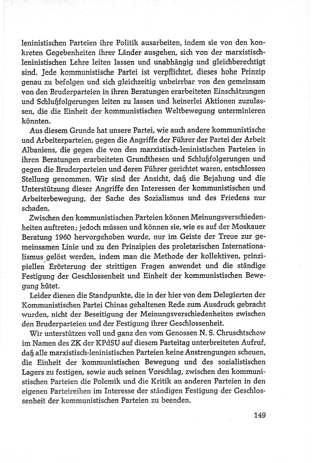 Protokoll der Verhandlungen des Ⅵ. Parteitages der Sozialistischen Einheitspartei Deutschlands (SED) [Deutsche Demokratische Republik (DDR)] 1963, Band Ⅱ, Seite 149 (Prot. Verh. Ⅵ. PT SED DDR 1963, Bd. Ⅱ, S. 149)