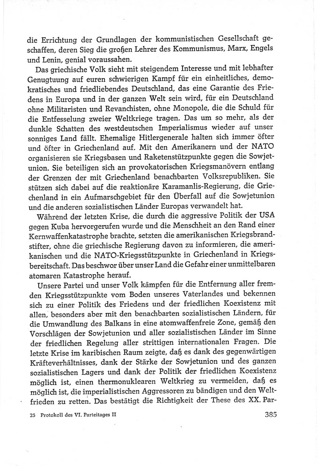 Protokoll der Verhandlungen des Ⅵ. Parteitages der Sozialistischen Einheitspartei Deutschlands (SED) [Deutsche Demokratische Republik (DDR)] 1963, Band Ⅱ, Seite 385 (Prot. Verh. Ⅵ. PT SED DDR 1963, Bd. Ⅱ, S. 385)