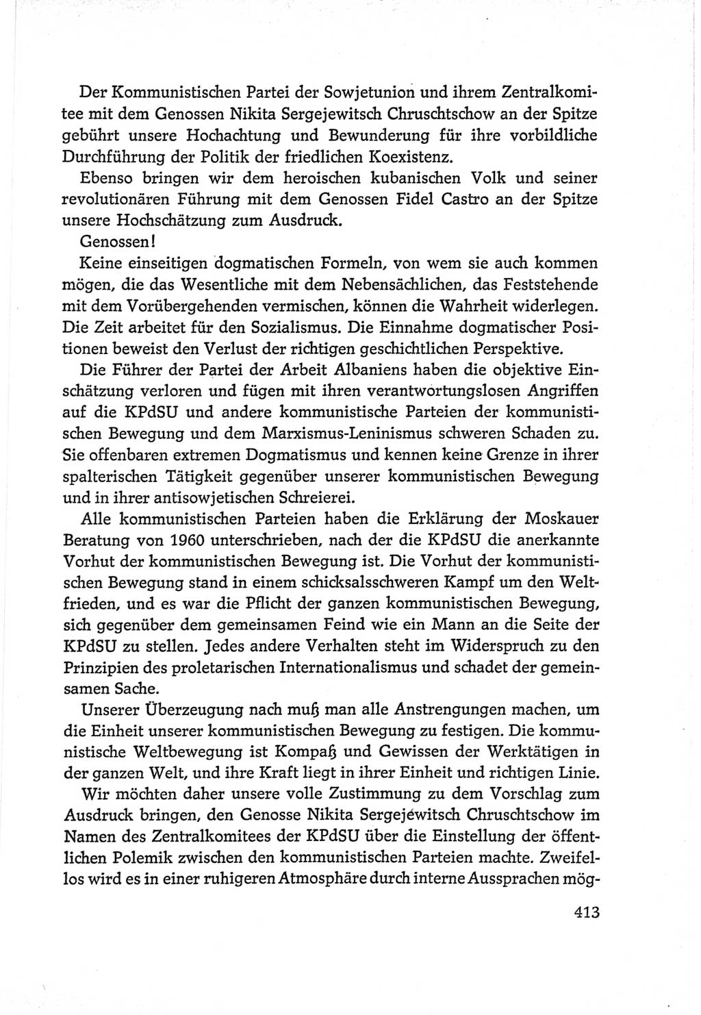 Protokoll der Verhandlungen des Ⅵ. Parteitages der Sozialistischen Einheitspartei Deutschlands (SED) [Deutsche Demokratische Republik (DDR)] 1963, Band Ⅱ, Seite 413 (Prot. Verh. Ⅵ. PT SED DDR 1963, Bd. Ⅱ, S. 413)