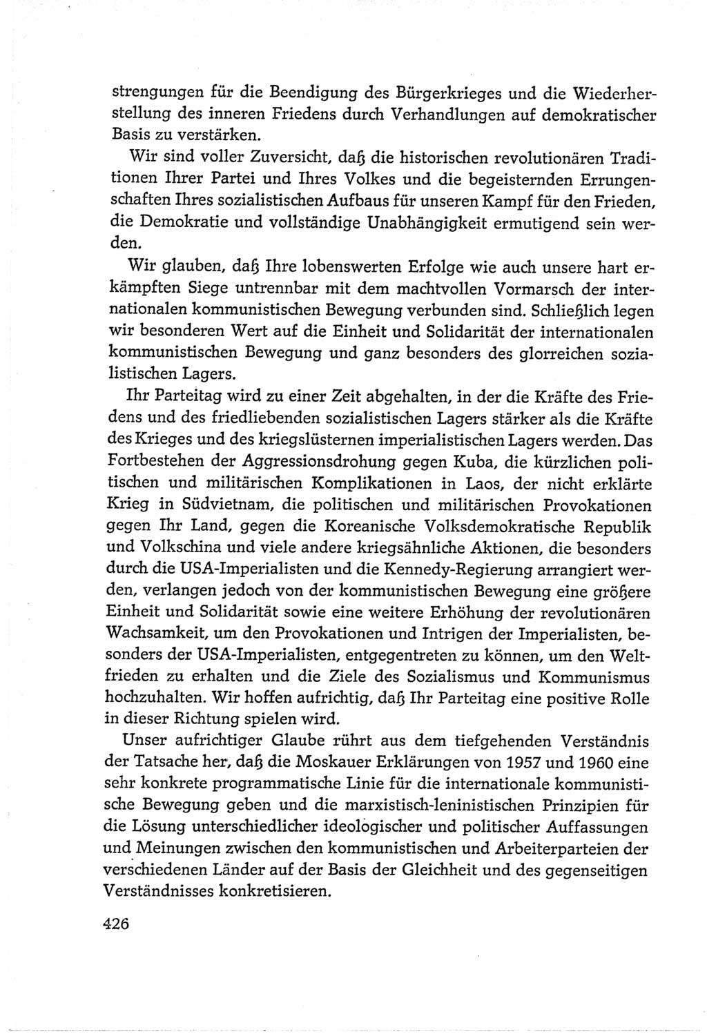 Protokoll der Verhandlungen des Ⅵ. Parteitages der Sozialistischen Einheitspartei Deutschlands (SED) [Deutsche Demokratische Republik (DDR)] 1963, Band Ⅱ, Seite 426 (Prot. Verh. Ⅵ. PT SED DDR 1963, Bd. Ⅱ, S. 426)