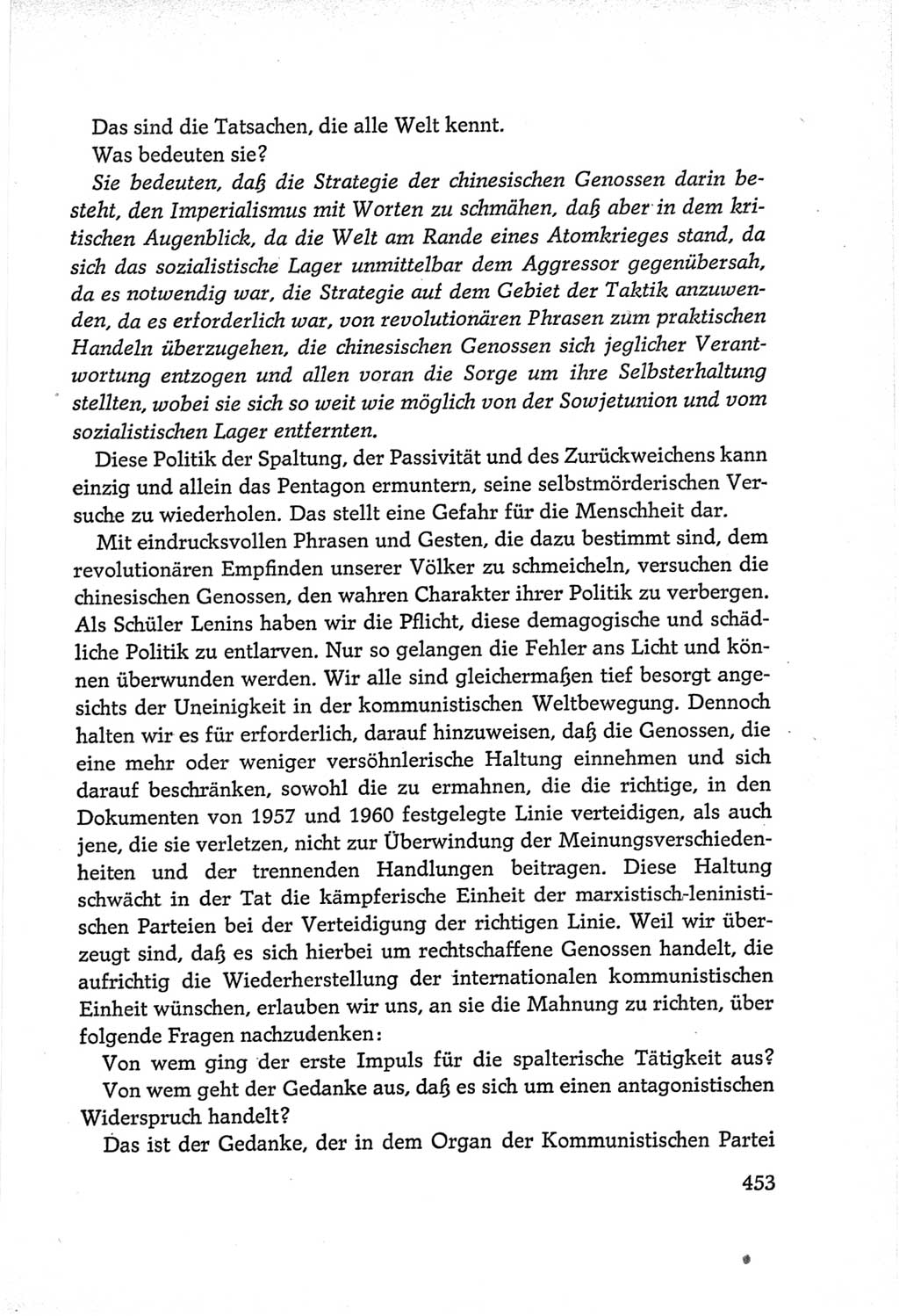 Protokoll der Verhandlungen des Ⅵ. Parteitages der Sozialistischen Einheitspartei Deutschlands (SED) [Deutsche Demokratische Republik (DDR)] 1963, Band Ⅱ, Seite 453 (Prot. Verh. Ⅵ. PT SED DDR 1963, Bd. Ⅱ, S. 453)