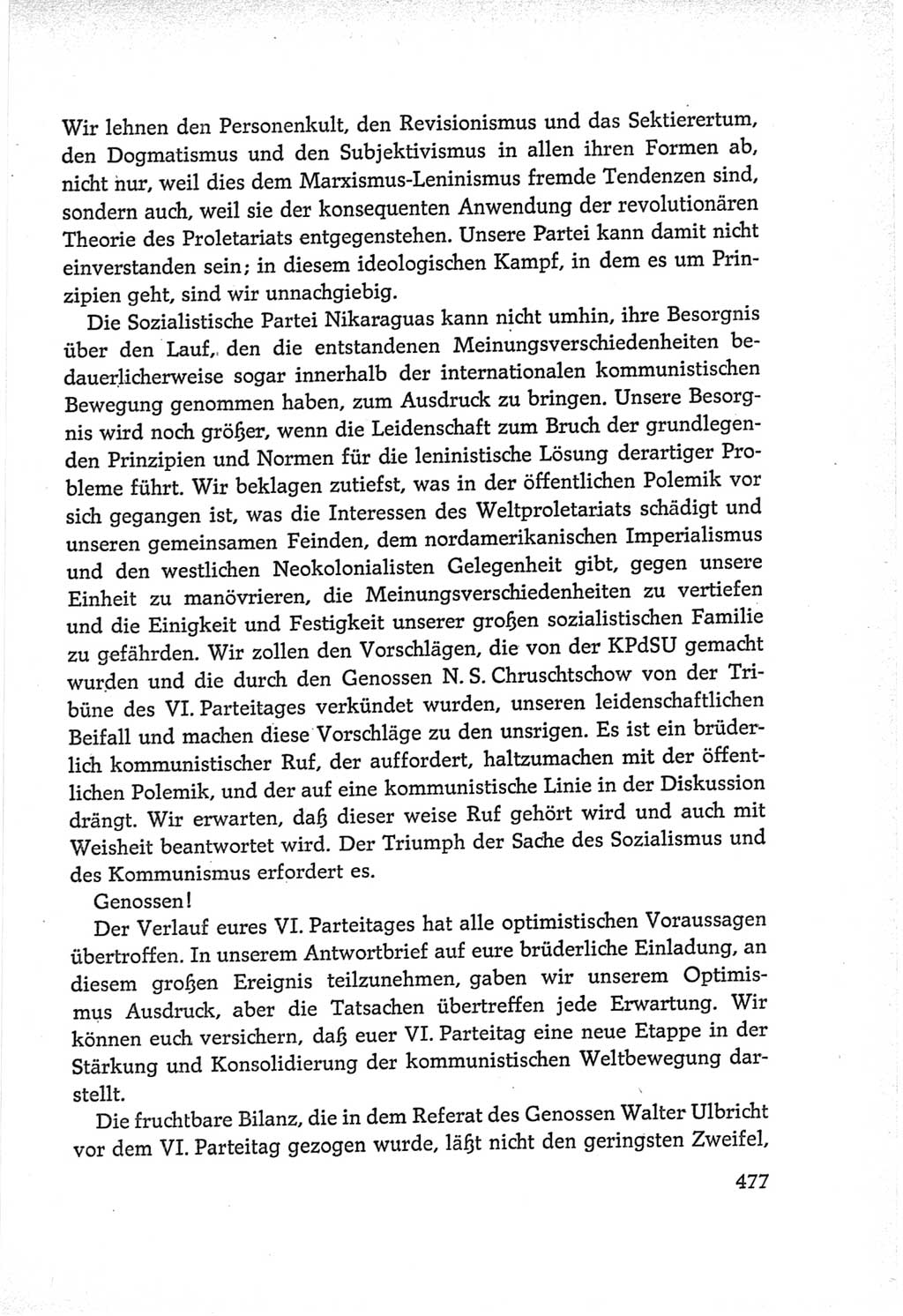 Protokoll der Verhandlungen des Ⅵ. Parteitages der Sozialistischen Einheitspartei Deutschlands (SED) [Deutsche Demokratische Republik (DDR)] 1963, Band Ⅱ, Seite 477 (Prot. Verh. Ⅵ. PT SED DDR 1963, Bd. Ⅱ, S. 477)