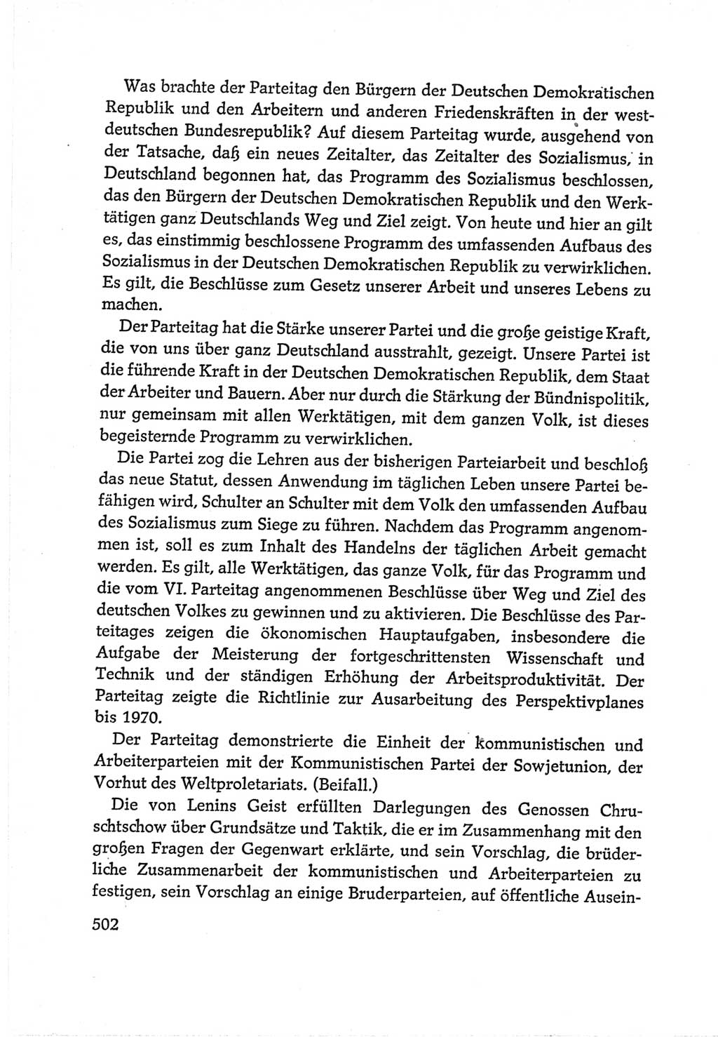 Protokoll der Verhandlungen des Ⅵ. Parteitages der Sozialistischen Einheitspartei Deutschlands (SED) [Deutsche Demokratische Republik (DDR)] 1963, Band Ⅱ, Seite 502 (Prot. Verh. Ⅵ. PT SED DDR 1963, Bd. Ⅱ, S. 502)