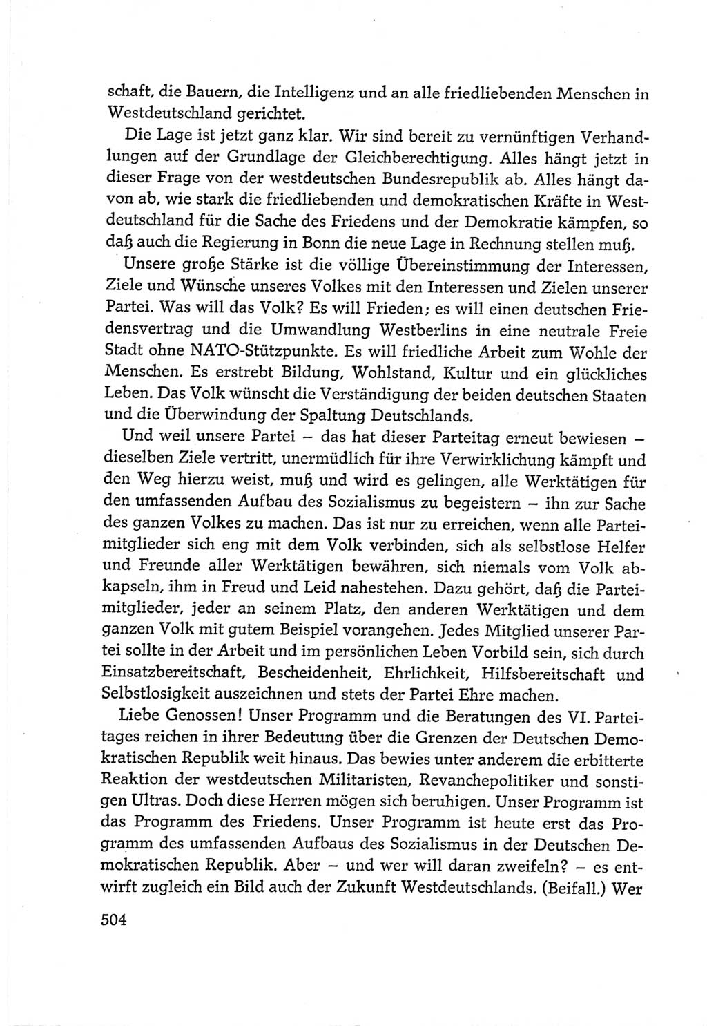 Protokoll der Verhandlungen des Ⅵ. Parteitages der Sozialistischen Einheitspartei Deutschlands (SED) [Deutsche Demokratische Republik (DDR)] 1963, Band Ⅱ, Seite 504 (Prot. Verh. Ⅵ. PT SED DDR 1963, Bd. Ⅱ, S. 504)