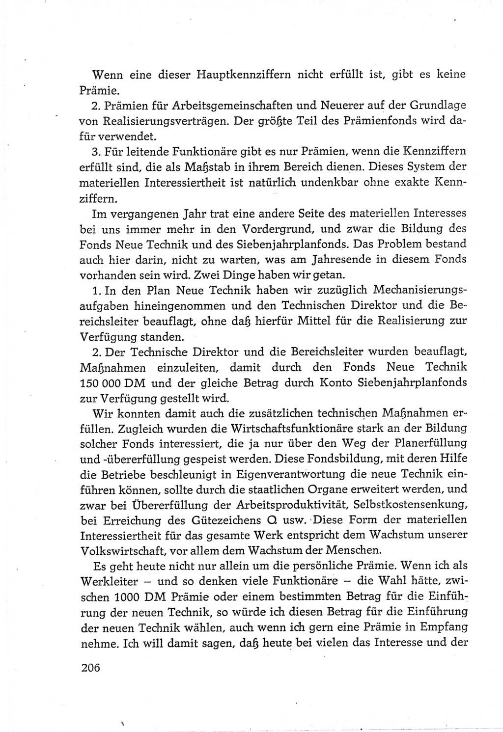 Protokoll der Verhandlungen des Ⅵ. Parteitages der Sozialistischen Einheitspartei Deutschlands (SED) [Deutsche Demokratische Republik (DDR)] 1963, Band Ⅲ, Seite 206 (Prot. Verh. Ⅵ. PT SED DDR 1963, Bd. Ⅲ, S. 206)