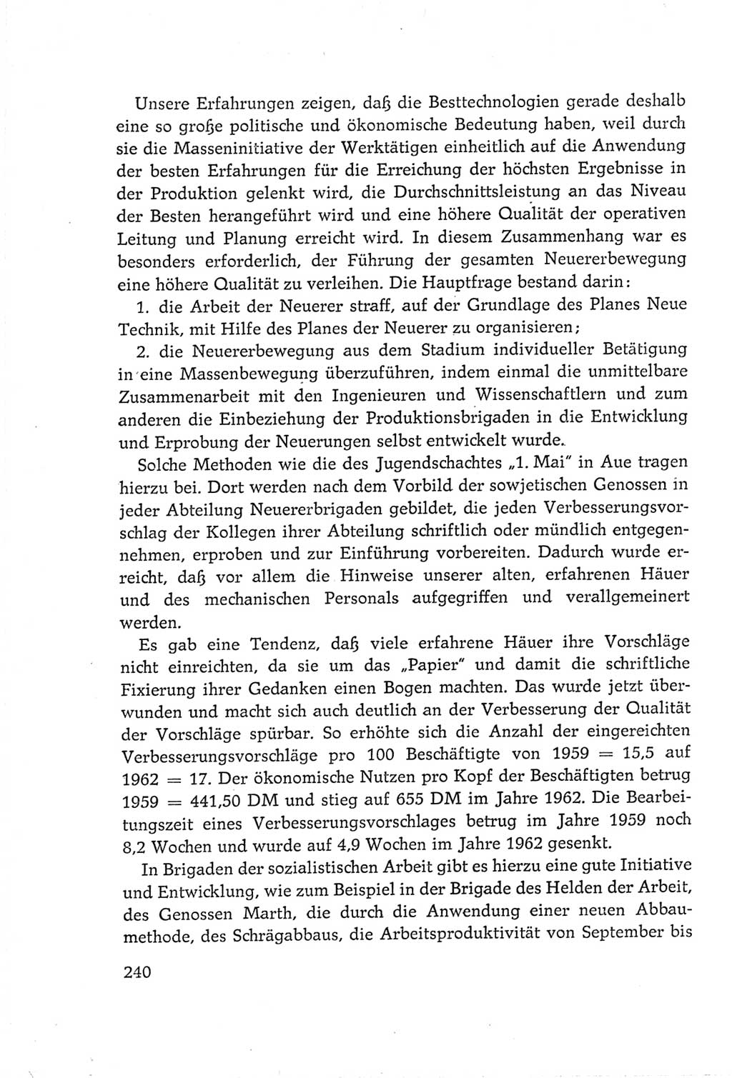 Protokoll der Verhandlungen des Ⅵ. Parteitages der Sozialistischen Einheitspartei Deutschlands (SED) [Deutsche Demokratische Republik (DDR)] 1963, Band Ⅲ, Seite 240 (Prot. Verh. Ⅵ. PT SED DDR 1963, Bd. Ⅲ, S. 240)