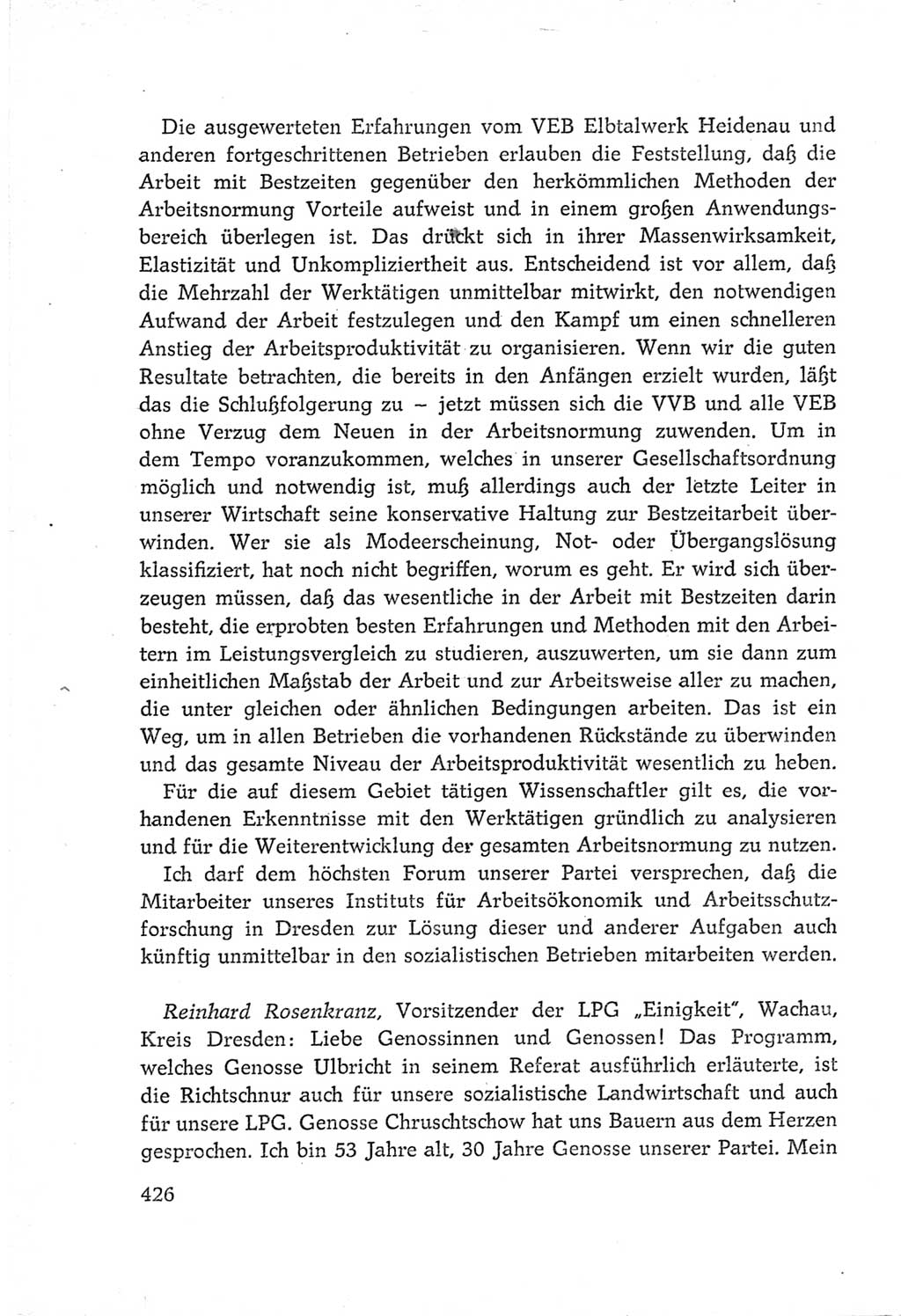 Protokoll der Verhandlungen des Ⅵ. Parteitages der Sozialistischen Einheitspartei Deutschlands (SED) [Deutsche Demokratische Republik (DDR)] 1963, Band Ⅲ, Seite 426 (Prot. Verh. Ⅵ. PT SED DDR 1963, Bd. Ⅲ, S. 426)