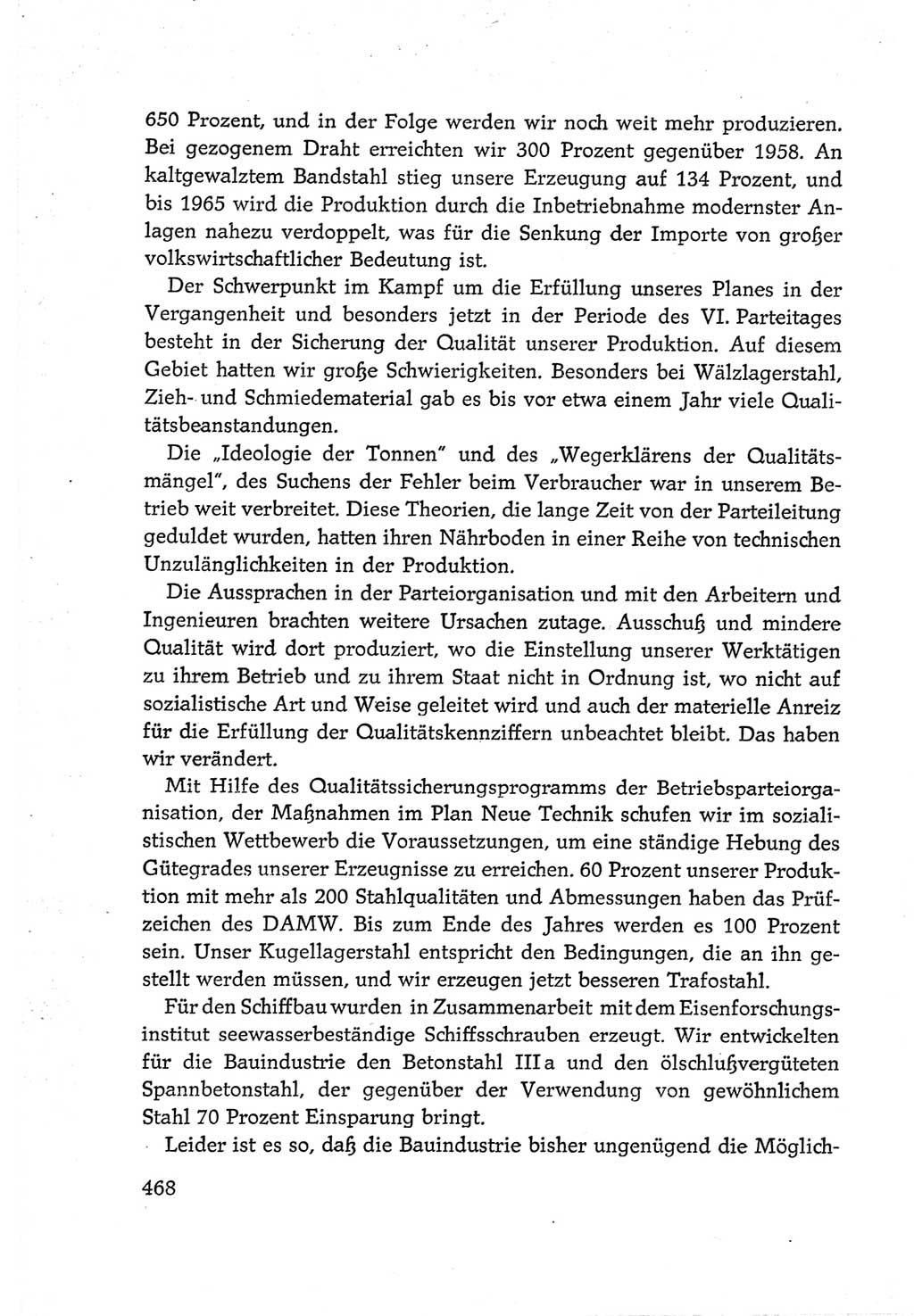 Protokoll der Verhandlungen des Ⅵ. Parteitages der Sozialistischen Einheitspartei Deutschlands (SED) [Deutsche Demokratische Republik (DDR)] 1963, Band Ⅲ, Seite 468 (Prot. Verh. Ⅵ. PT SED DDR 1963, Bd. Ⅲ, S. 468)