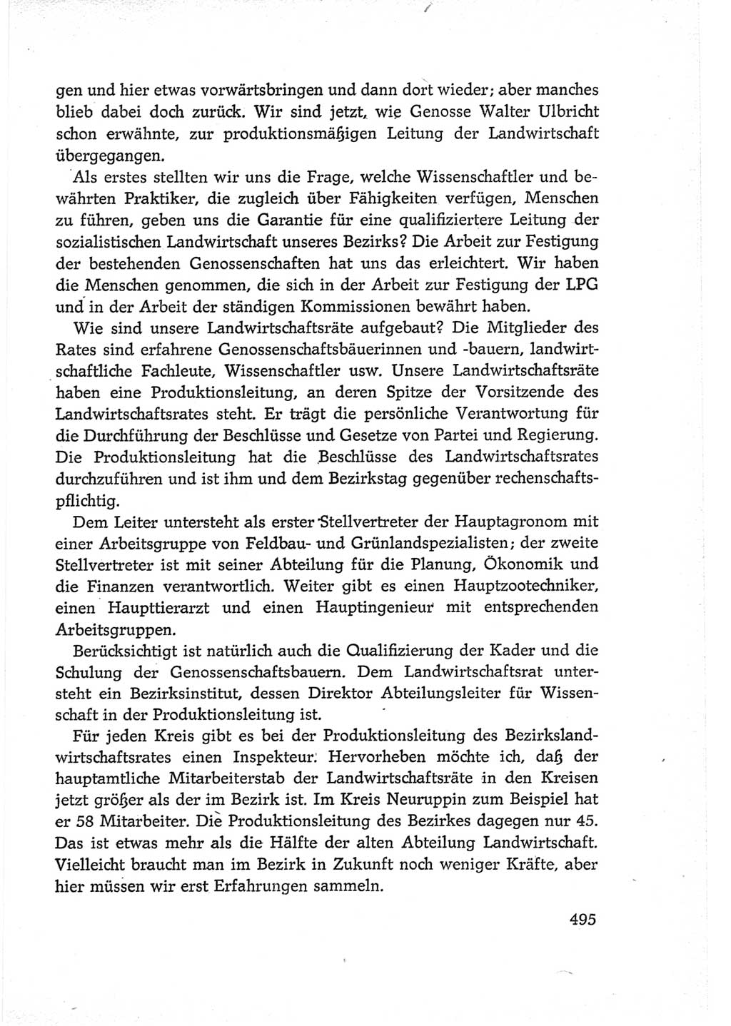 Protokoll der Verhandlungen des Ⅵ. Parteitages der Sozialistischen Einheitspartei Deutschlands (SED) [Deutsche Demokratische Republik (DDR)] 1963, Band Ⅲ, Seite 495 (Prot. Verh. Ⅵ. PT SED DDR 1963, Bd. Ⅲ, S. 495)
