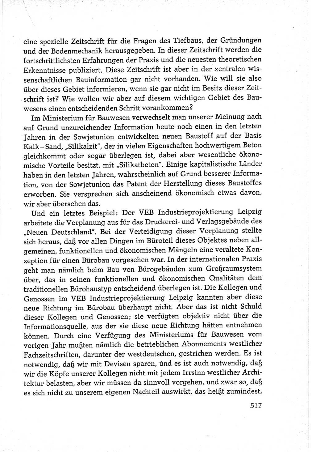 Protokoll der Verhandlungen des Ⅵ. Parteitages der Sozialistischen Einheitspartei Deutschlands (SED) [Deutsche Demokratische Republik (DDR)] 1963, Band Ⅲ, Seite 517 (Prot. Verh. Ⅵ. PT SED DDR 1963, Bd. Ⅲ, S. 517)