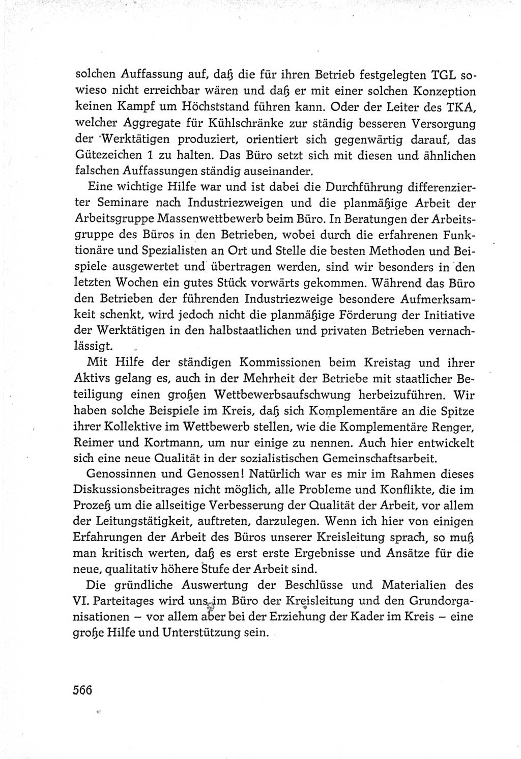 Protokoll der Verhandlungen des Ⅵ. Parteitages der Sozialistischen Einheitspartei Deutschlands (SED) [Deutsche Demokratische Republik (DDR)] 1963, Band Ⅲ, Seite 566 (Prot. Verh. Ⅵ. PT SED DDR 1963, Bd. Ⅲ, S. 566)