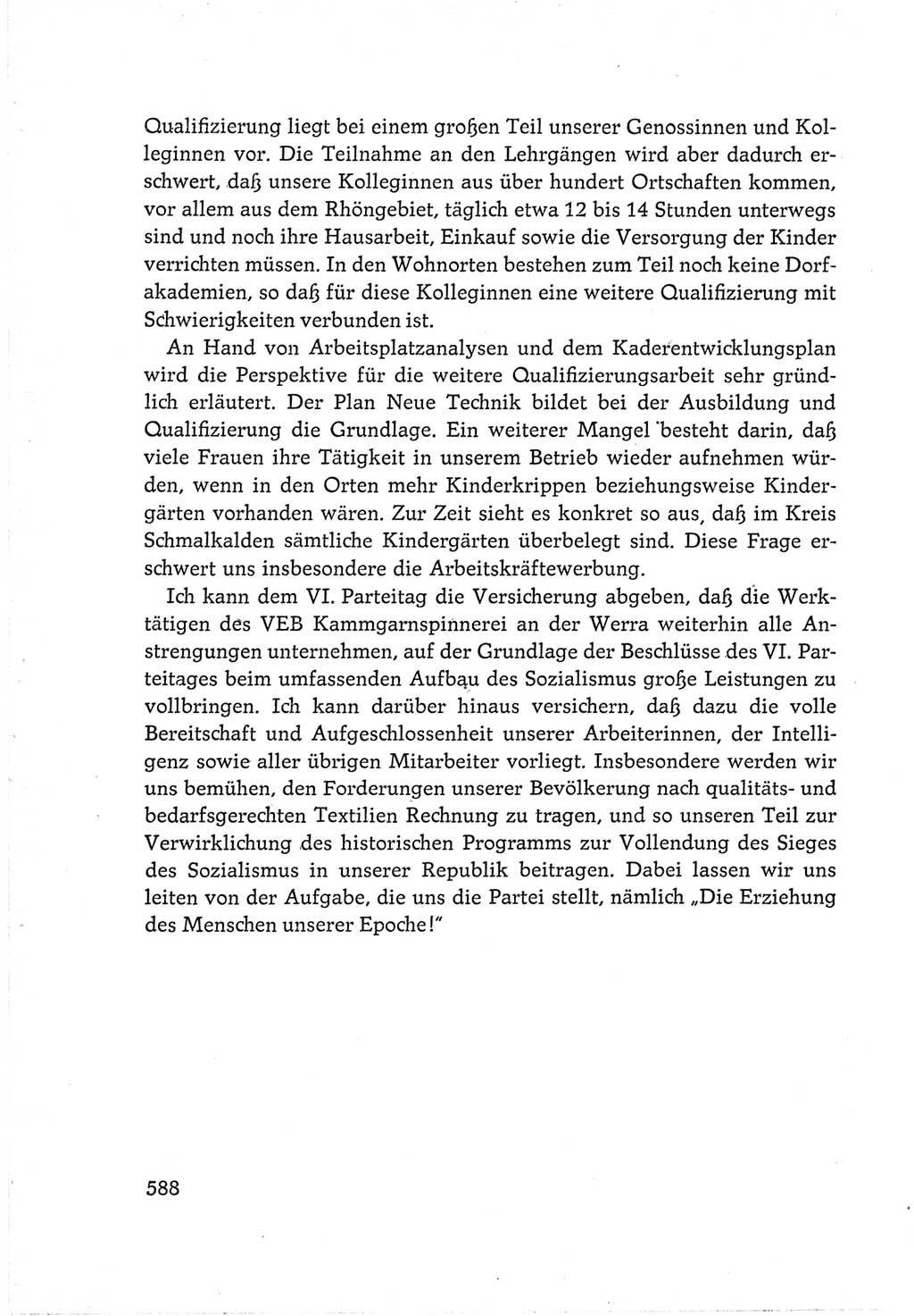 Protokoll der Verhandlungen des Ⅵ. Parteitages der Sozialistischen Einheitspartei Deutschlands (SED) [Deutsche Demokratische Republik (DDR)] 1963, Band Ⅲ, Seite 588 (Prot. Verh. Ⅵ. PT SED DDR 1963, Bd. Ⅲ, S. 588)