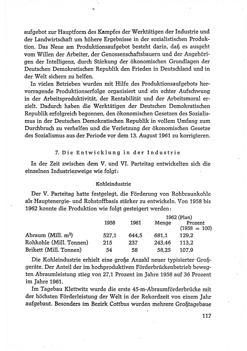 Protokoll der Verhandlungen des Ⅵ. Parteitages der Sozialistischen Einheitspartei Deutschlands (SED) [Deutsche Demokratische Republik (DDR)] 1963, Band Ⅳ, Seite 117 (Prot. Verh. Ⅵ. PT SED DDR 1963, Bd. Ⅳ, S. 117)