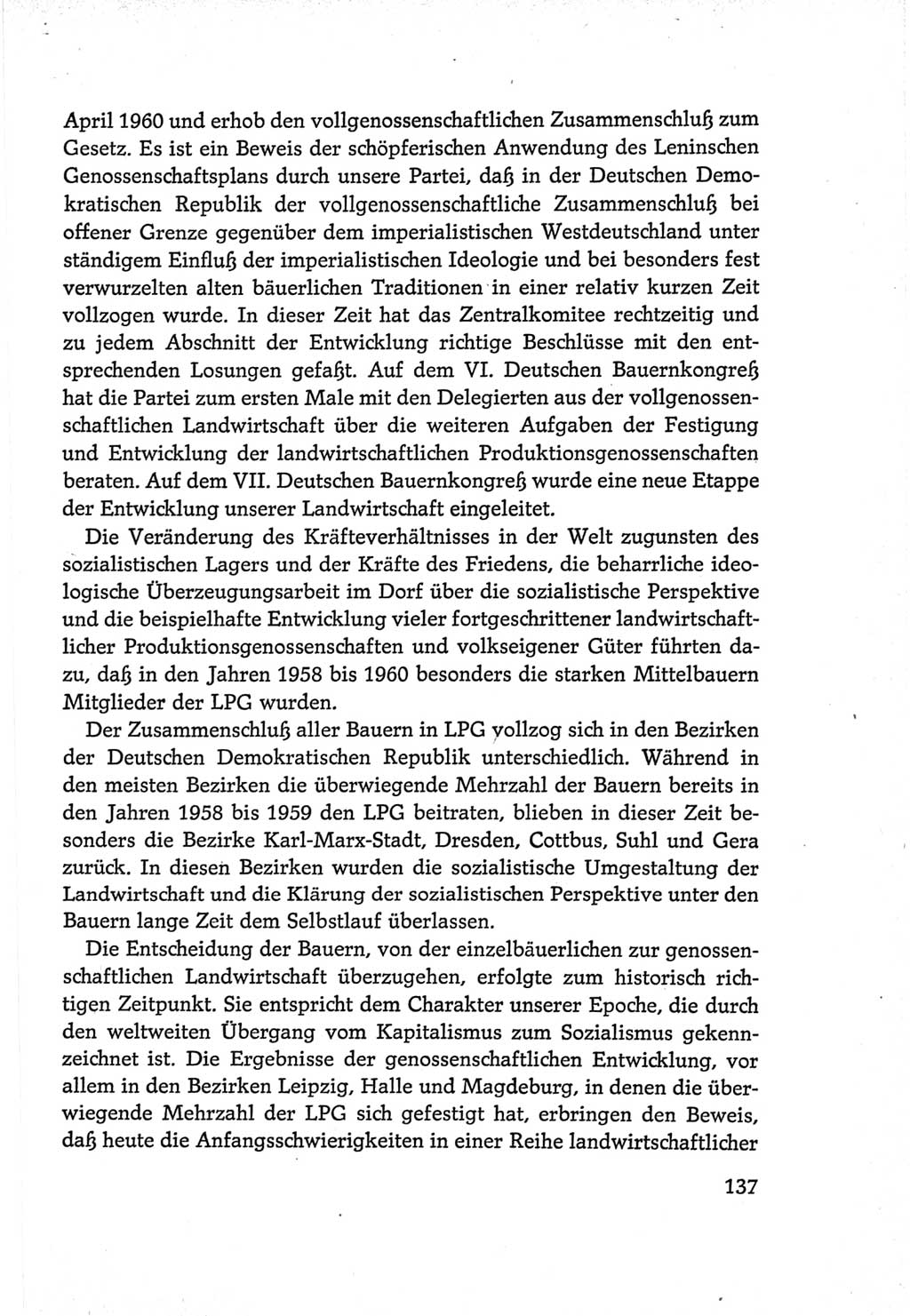 Protokoll der Verhandlungen des Ⅵ. Parteitages der Sozialistischen Einheitspartei Deutschlands (SED) [Deutsche Demokratische Republik (DDR)] 1963, Band Ⅳ, Seite 137 (Prot. Verh. Ⅵ. PT SED DDR 1963, Bd. Ⅳ, S. 137)