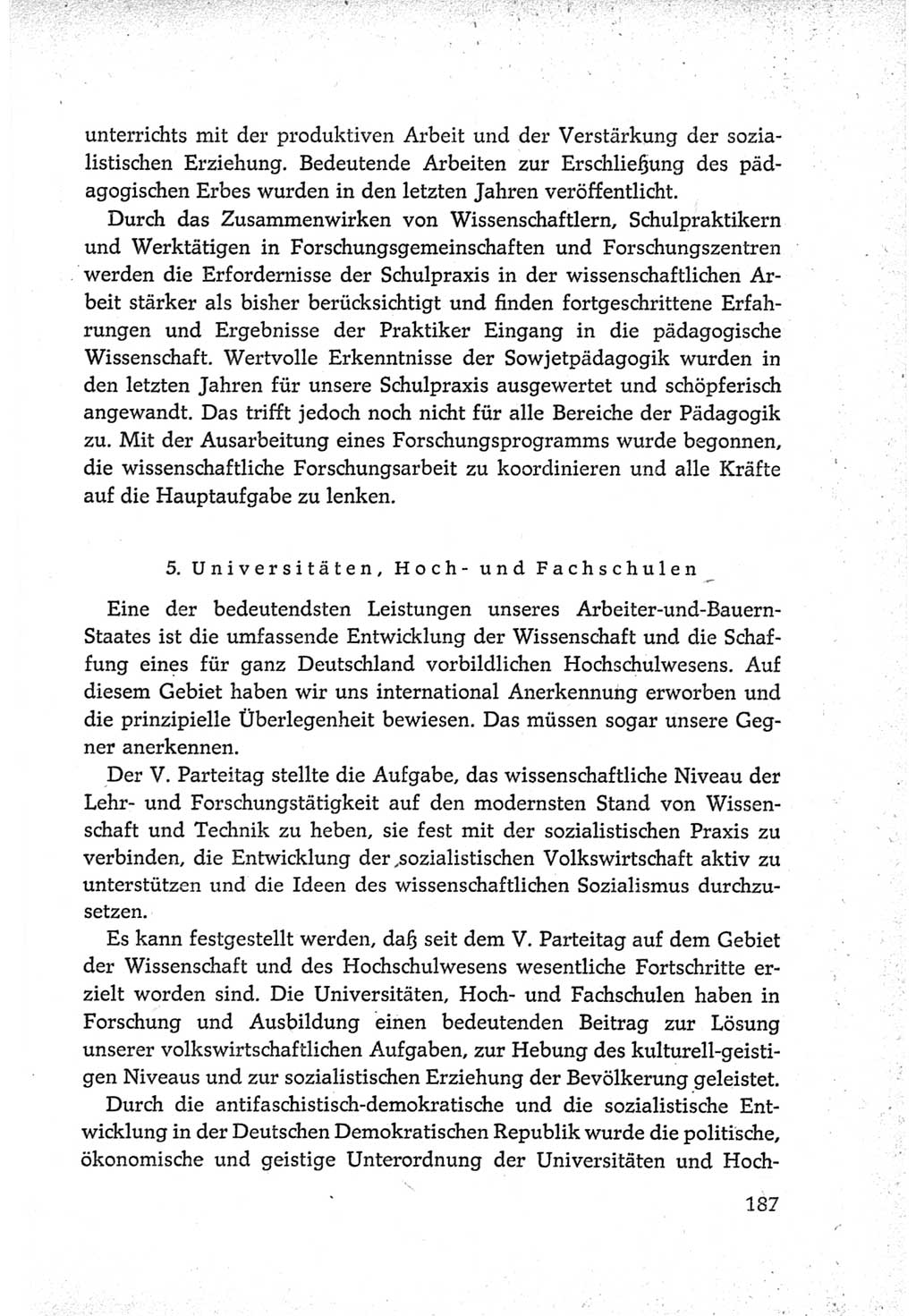 Protokoll der Verhandlungen des Ⅵ. Parteitages der Sozialistischen Einheitspartei Deutschlands (SED) [Deutsche Demokratische Republik (DDR)] 1963, Band Ⅳ, Seite 187 (Prot. Verh. Ⅵ. PT SED DDR 1963, Bd. Ⅳ, S. 187)
