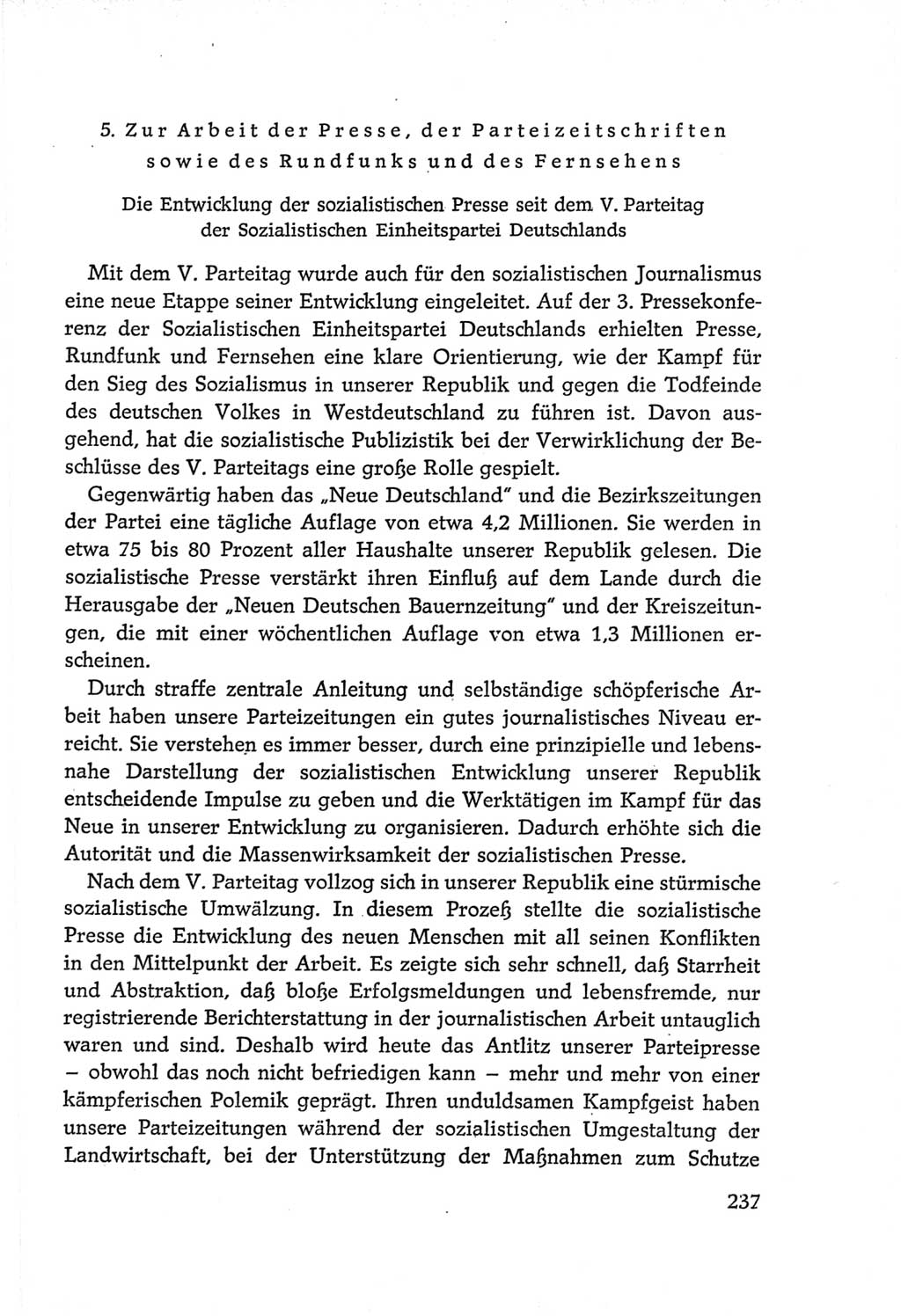 Protokoll der Verhandlungen des Ⅵ. Parteitages der Sozialistischen Einheitspartei Deutschlands (SED) [Deutsche Demokratische Republik (DDR)] 1963, Band Ⅳ, Seite 237 (Prot. Verh. Ⅵ. PT SED DDR 1963, Bd. Ⅳ, S. 237)