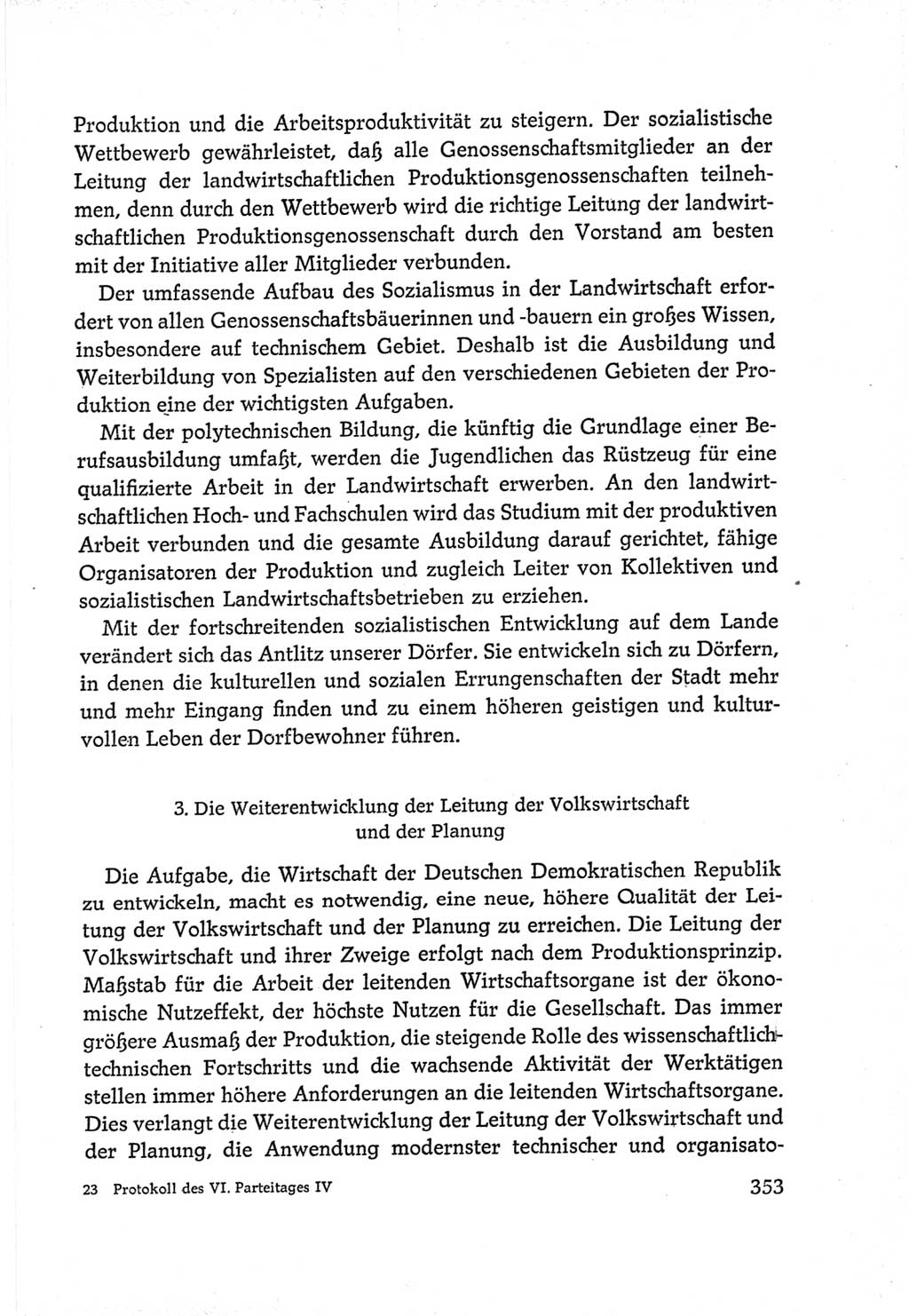 Protokoll der Verhandlungen des Ⅵ. Parteitages der Sozialistischen Einheitspartei Deutschlands (SED) [Deutsche Demokratische Republik (DDR)] 1963, Band Ⅳ, Seite 353 (Prot. Verh. Ⅵ. PT SED DDR 1963, Bd. Ⅳ, S. 353)