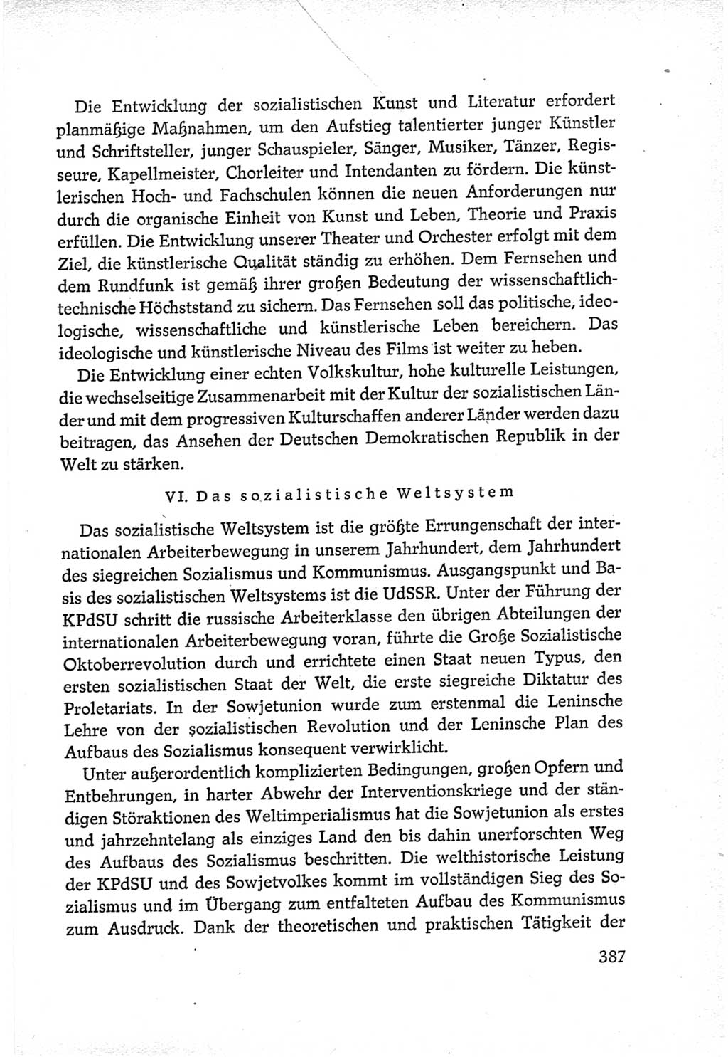 Protokoll der Verhandlungen des Ⅵ. Parteitages der Sozialistischen Einheitspartei Deutschlands (SED) [Deutsche Demokratische Republik (DDR)] 1963, Band Ⅳ, Seite 387 (Prot. Verh. Ⅵ. PT SED DDR 1963, Bd. Ⅳ, S. 387)