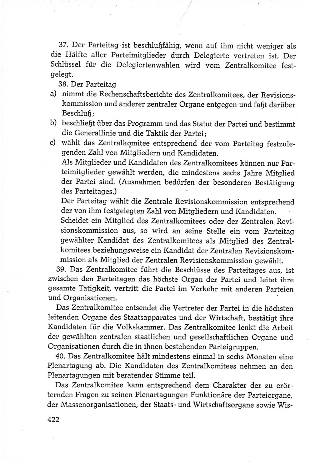 Protokoll der Verhandlungen des Ⅵ. Parteitages der Sozialistischen Einheitspartei Deutschlands (SED) [Deutsche Demokratische Republik (DDR)] 1963, Band Ⅳ, Seite 422 (Prot. Verh. Ⅵ. PT SED DDR 1963, Bd. Ⅳ, S. 422)