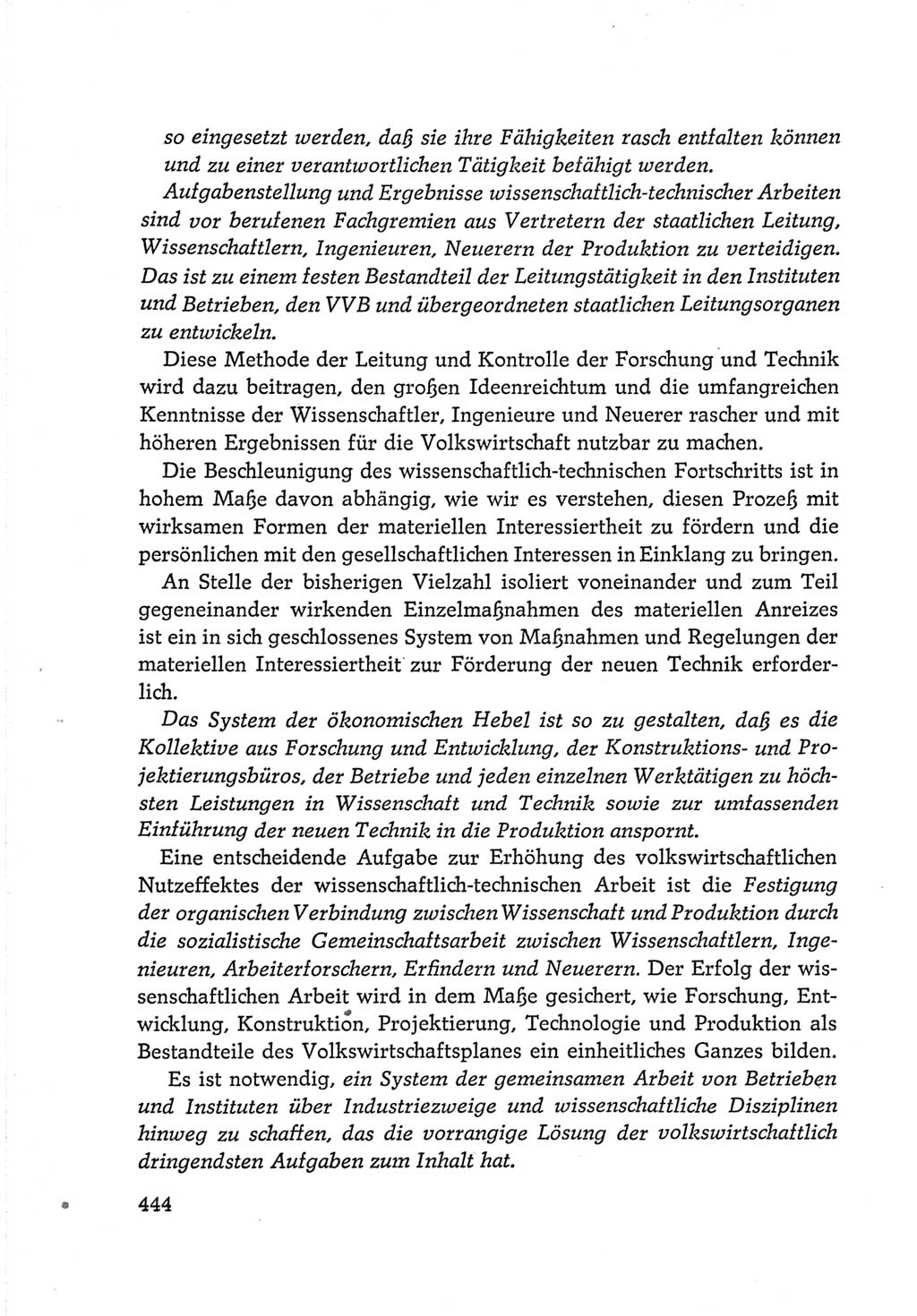 Protokoll der Verhandlungen des Ⅵ. Parteitages der Sozialistischen Einheitspartei Deutschlands (SED) [Deutsche Demokratische Republik (DDR)] 1963, Band Ⅳ, Seite 444 (Prot. Verh. Ⅵ. PT SED DDR 1963, Bd. Ⅳ, S. 444)