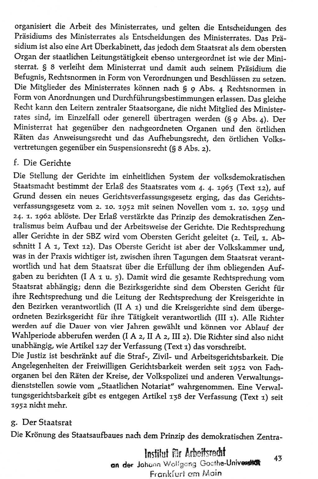 Volksdemokratische Ordnung in Mitteldeutschland [Deutsche Demokratische Republik (DDR)], Texte zur verfassungsrechtlichen Situation 1963, Seite 43 (Volksdem. Ordn. Md. DDR 1963, S. 43)