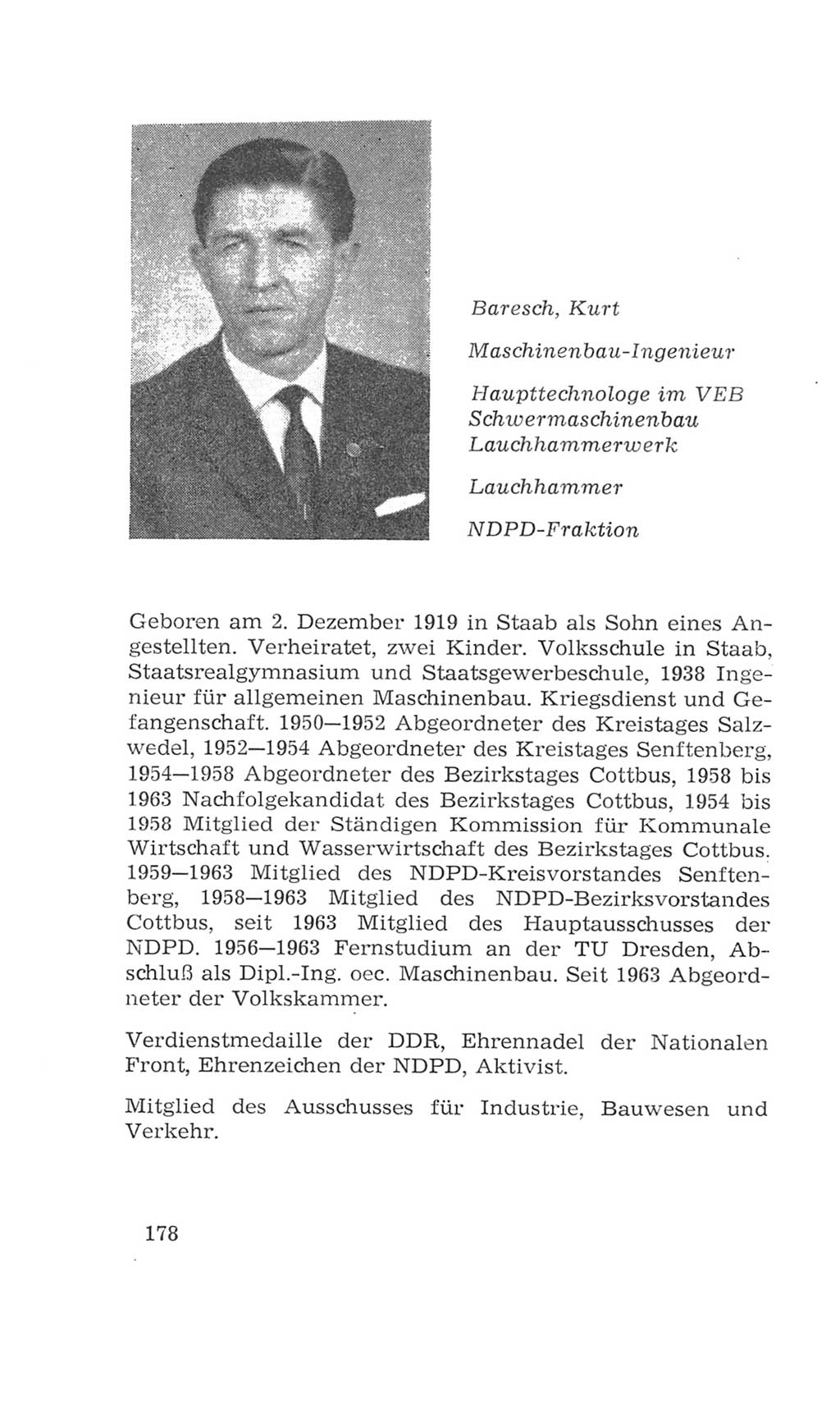 Volkskammer (VK) der Deutschen Demokratischen Republik (DDR), 4. Wahlperiode 1963-1967, Seite 178 (VK. DDR 4. WP. 1963-1967, S. 178)