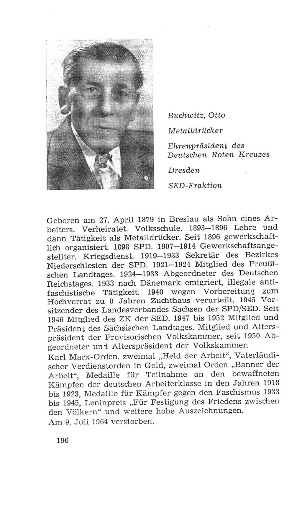Volkskammer (VK) der Deutschen Demokratischen Republik (DDR), 4. Wahlperiode 1963-1967, Seite 196 (VK. DDR 4. WP. 1963-1967, S. 196)