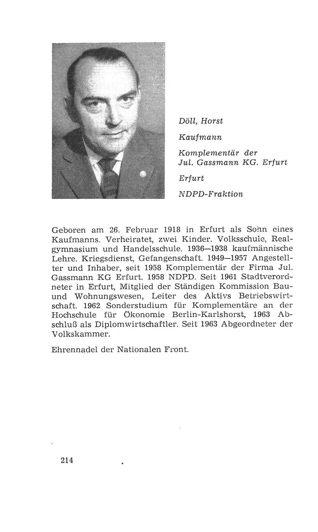 Volkskammer (VK) der Deutschen Demokratischen Republik (DDR), 4. Wahlperiode 1963-1967, Seite 214 (VK. DDR 4. WP. 1963-1967, S. 214)