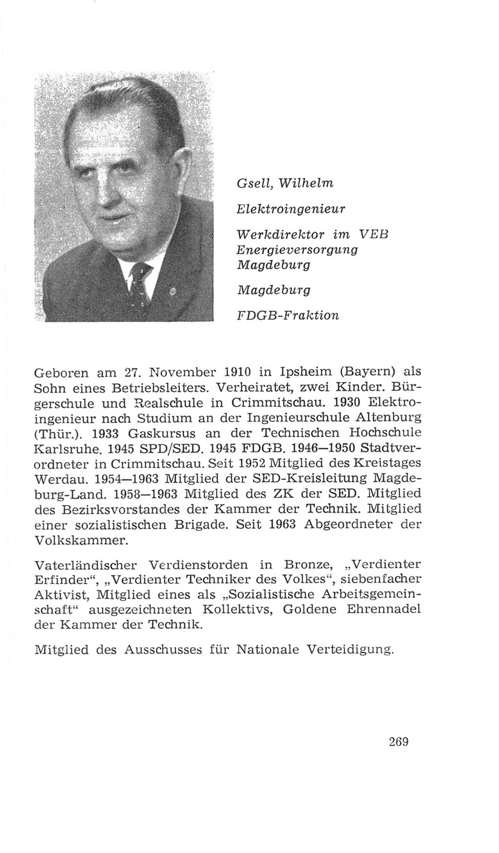 Volkskammer (VK) der Deutschen Demokratischen Republik (DDR), 4. Wahlperiode 1963-1967, Seite 269 (VK. DDR 4. WP. 1963-1967, S. 269)