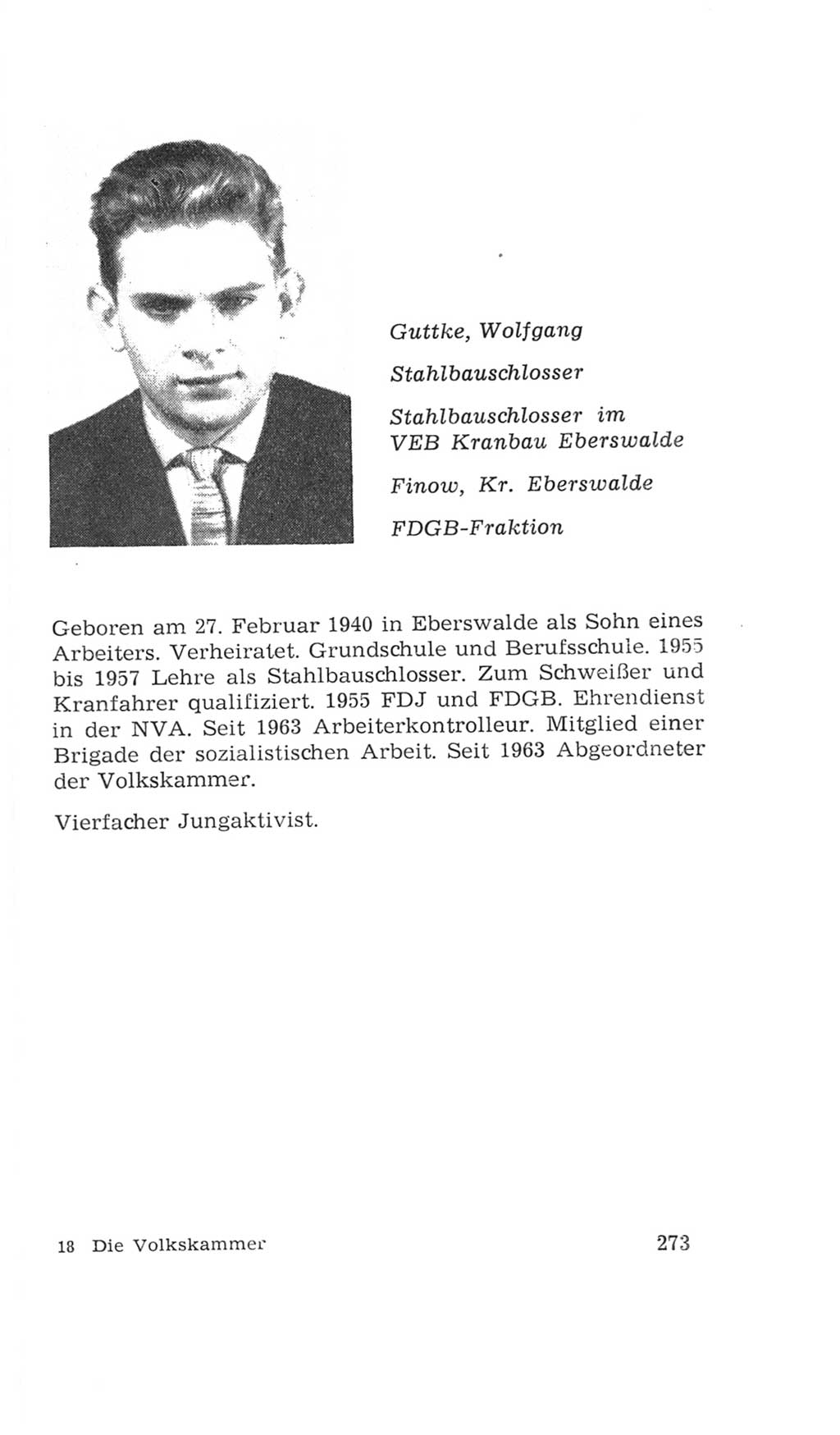 Volkskammer (VK) der Deutschen Demokratischen Republik (DDR), 4. Wahlperiode 1963-1967, Seite 273 (VK. DDR 4. WP. 1963-1967, S. 273)