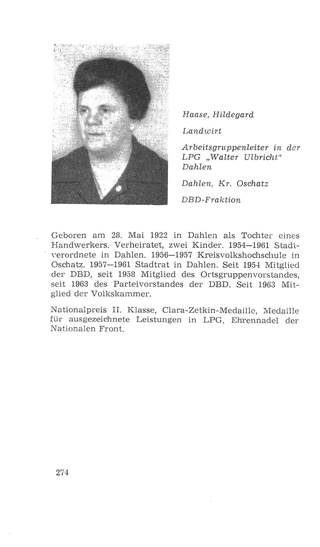 Volkskammer (VK) der Deutschen Demokratischen Republik (DDR), 4. Wahlperiode 1963-1967, Seite 274 (VK. DDR 4. WP. 1963-1967, S. 274)