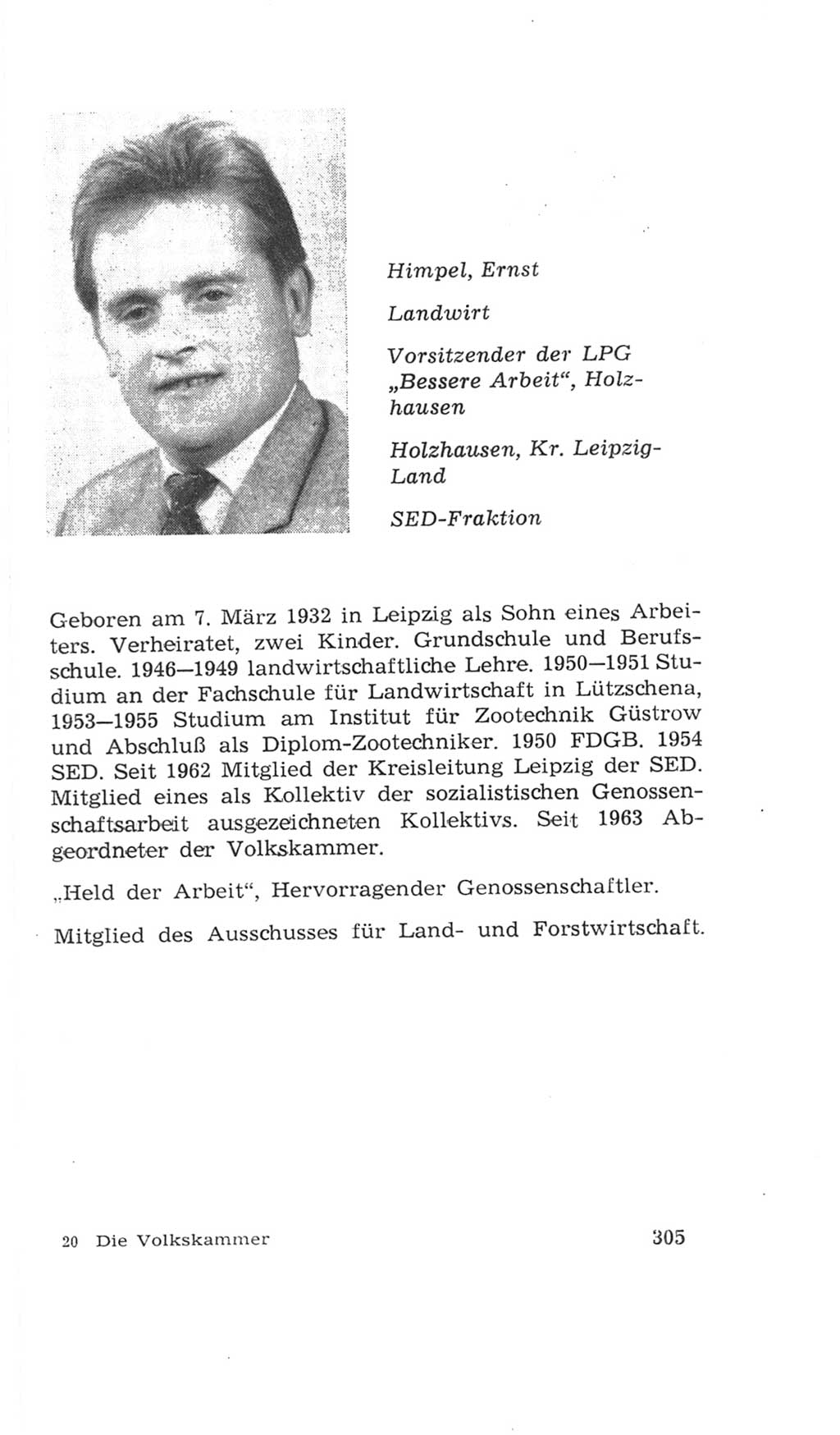 Volkskammer (VK) der Deutschen Demokratischen Republik (DDR), 4. Wahlperiode 1963-1967, Seite 305 (VK. DDR 4. WP. 1963-1967, S. 305)