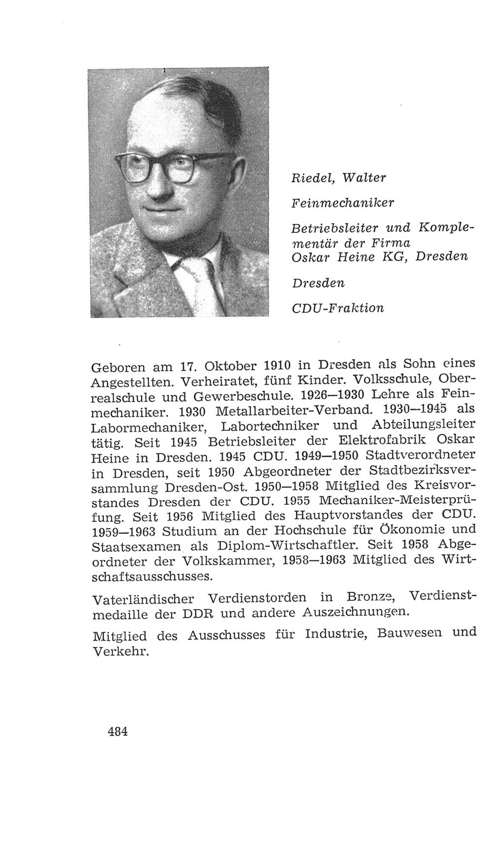 Volkskammer (VK) der Deutschen Demokratischen Republik (DDR), 4. Wahlperiode 1963-1967, Seite 484 (VK. DDR 4. WP. 1963-1967, S. 484)